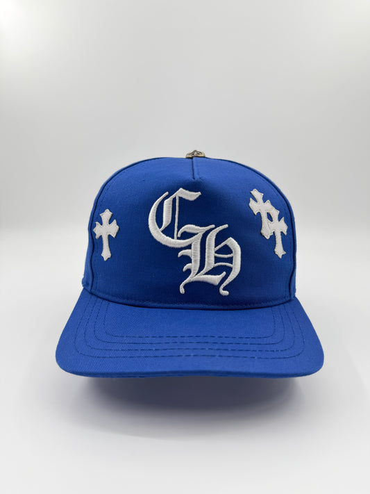 CHROME HEARTS CEMETERY CROSS-PATCH BASEBALL CAP - BLUE/WHITE