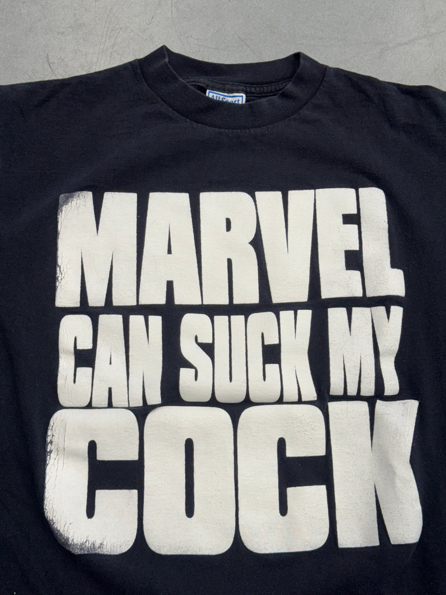 90S BONEYARD THUG "MARVEL CAN SUCK MY COCK" TEE (ALL SPORT TAG)