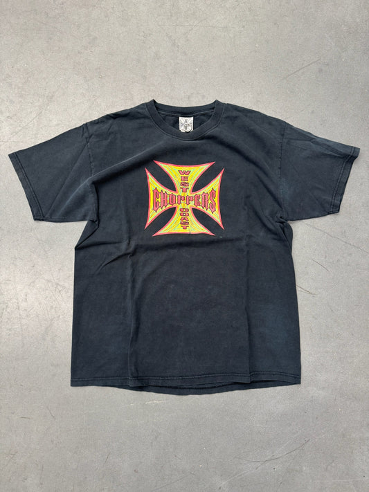 00'S WEST COAST CHOPPERS IRON CROSS LOGO LONG BEACH COFFIN TEE (WEST COAST CHOPPERS TAG)