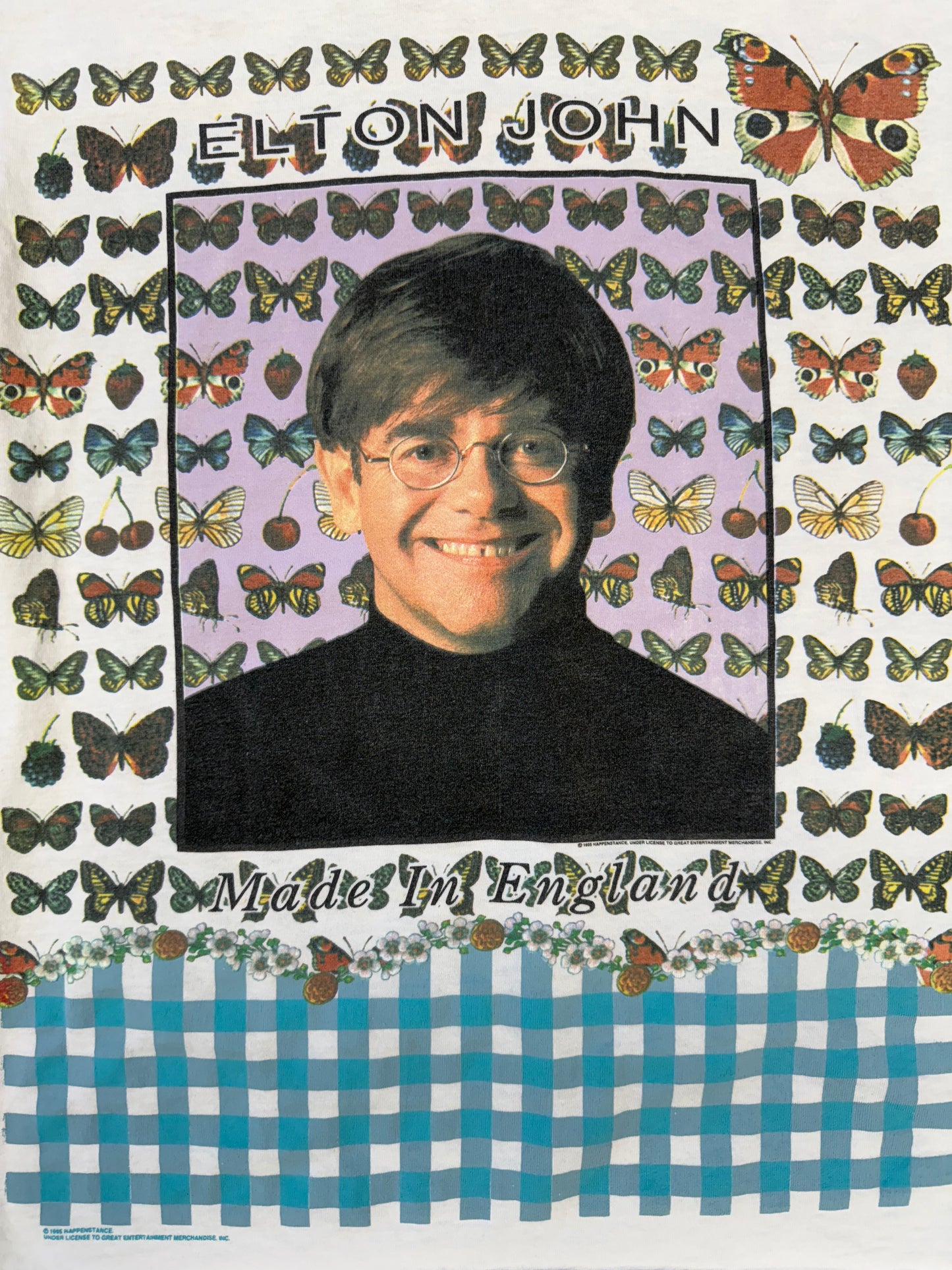 1995 ELTON JOHN MADE IN ENGLAND BUTTERFLY TEE (GEM TAG)