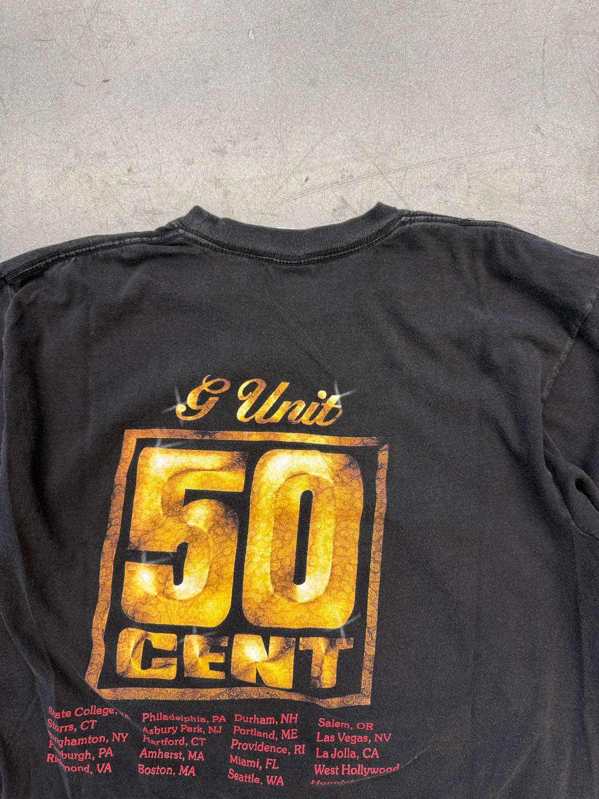 90S 50 CENT G UNIT GET RICH OR DIE TRYIN BOOTLEG RAP TEE (PERFECT GAME SPORTS TAG)
