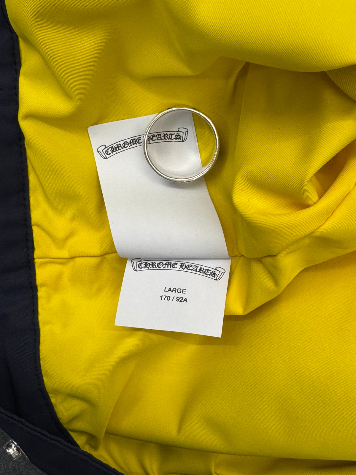 CHROME HEARTS NYLON CROP WOMENS JACKET EXTRA PATCH - NAVY/YELLOW