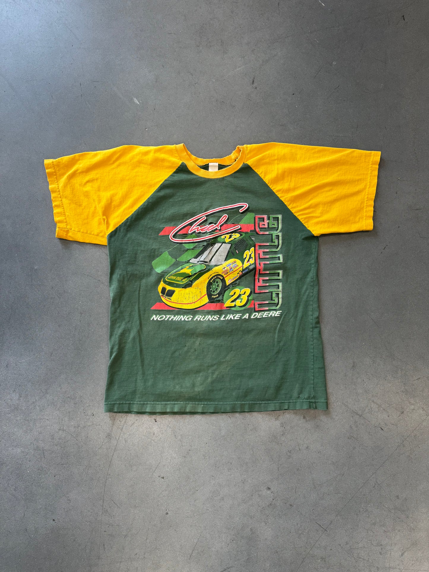 Y2K CHAD LITTLE JOHN DEERE "NOTHING RUNS LIKE A DEERE" DISTRESSED TEE (FADED TAG)