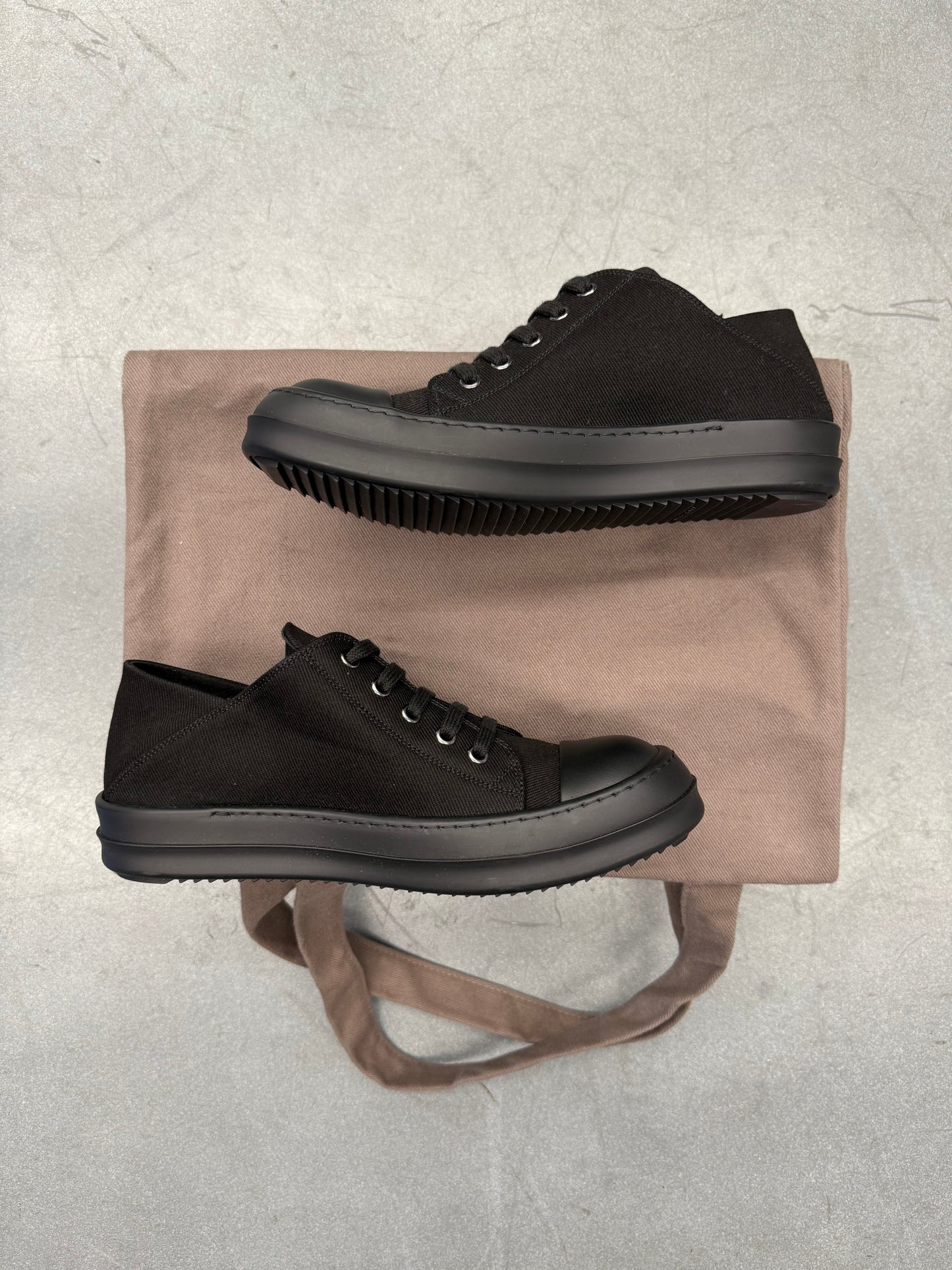 RICK OWENS DRKSHDW CANVAS SLIP ON SNEAKERS (WOMENS)