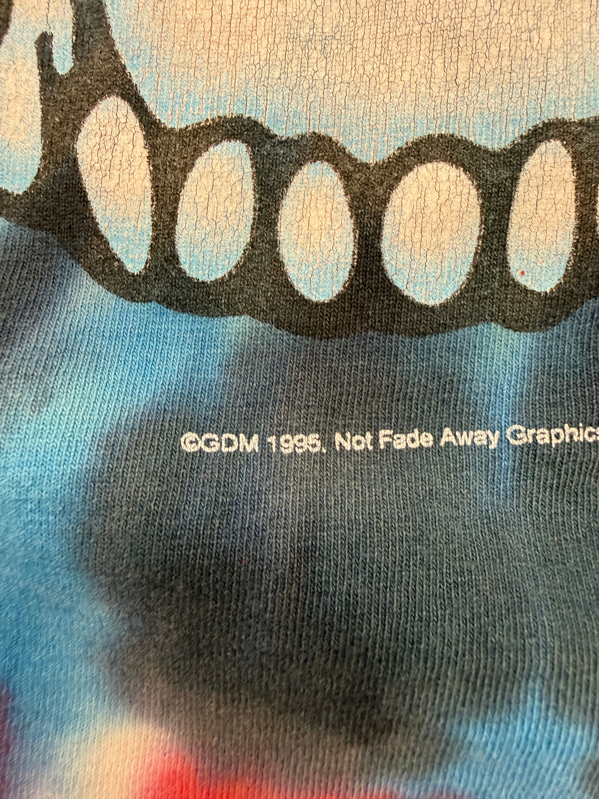 1995 GRATEFUL DEAD CRYING SKULL FARE THE WELL TIE-DYE TEE (PULLED TAG)
