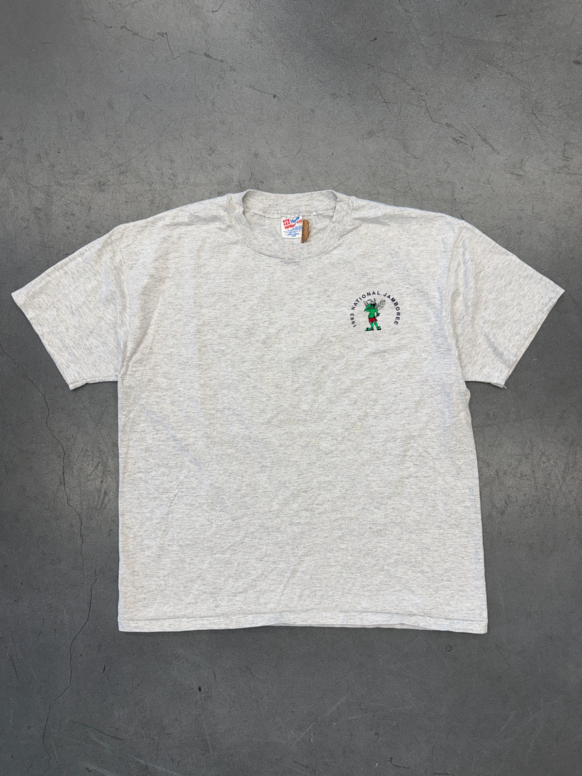 1993 NATIONAL JAMBOREE GULFSTREAM COUNCIL TROOP 1709 SKEETERS TEE (HANES HEAVYWEIGHT 50/50 TAG)