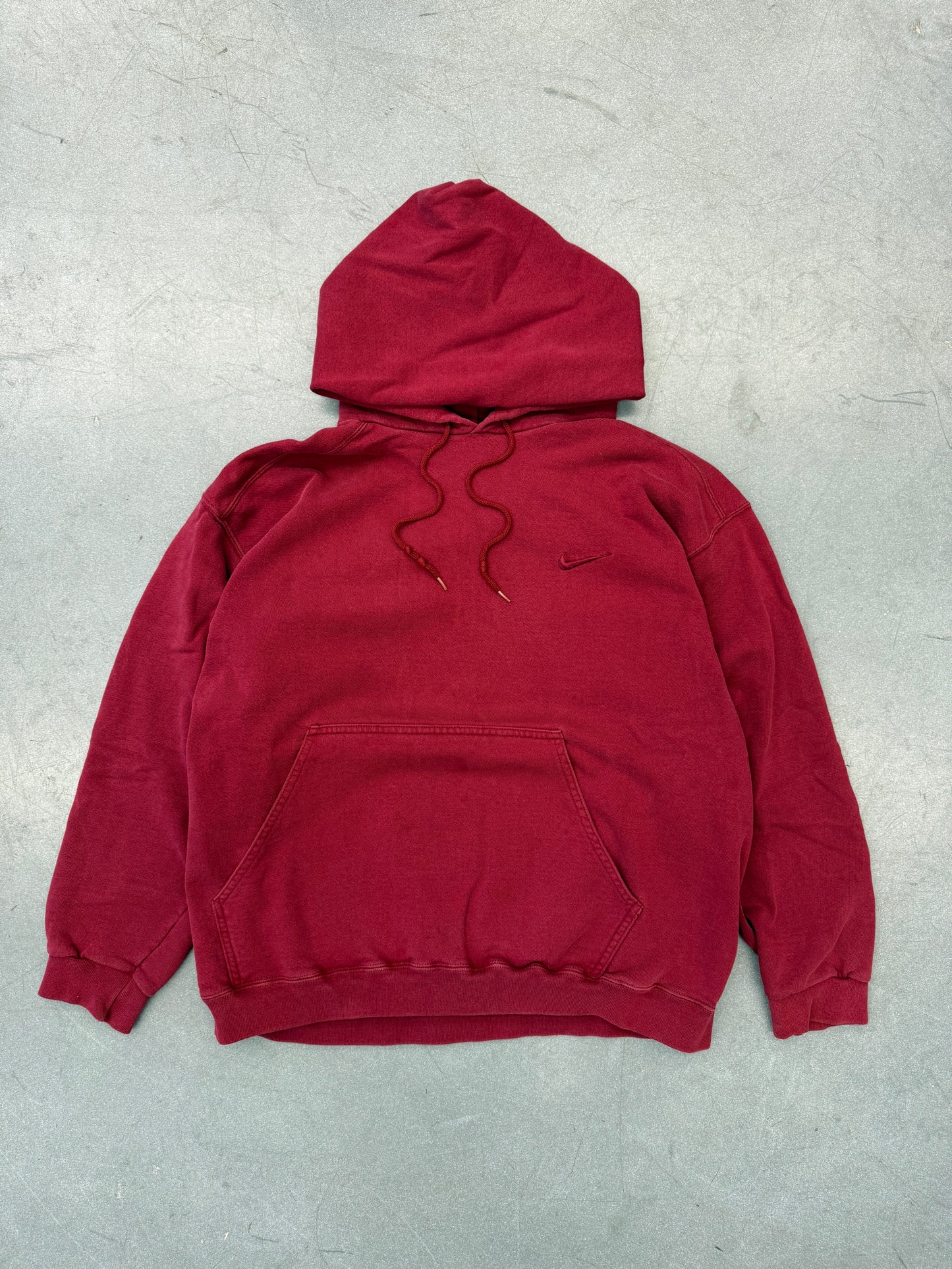 90S NIKE SIDE SWOOSH PULLOVER HOODIE - BURGUNDY (RED WHITE NIKE TAG)