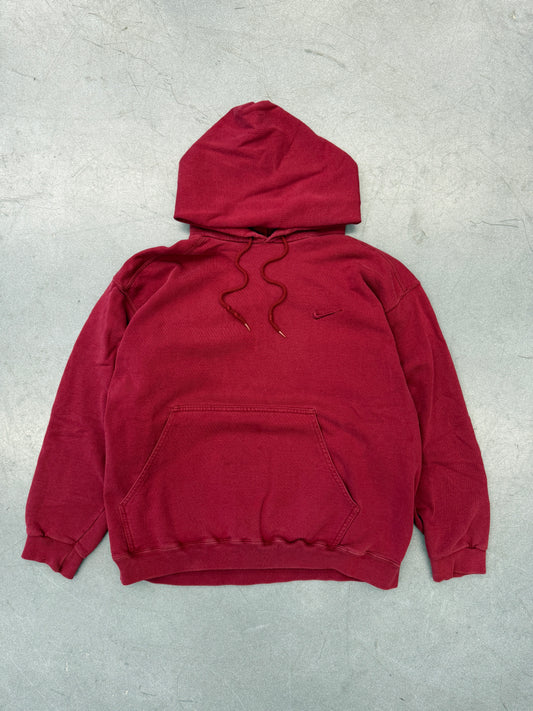 90S NIKE SIDE SWOOSH PULLOVER HOODIE - BURGUNDY (RED WHITE NIKE TAG)