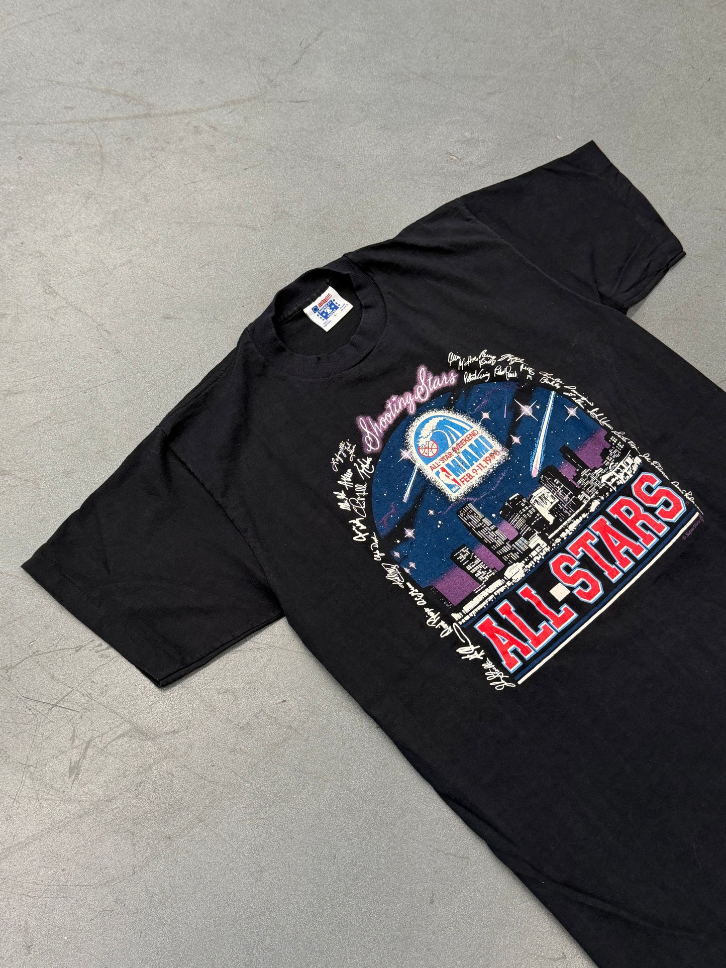1990 SHOOTING STARS ALL-STAR WEEKEND MIAMI TEE (AMERICA'S FINEST TAG)