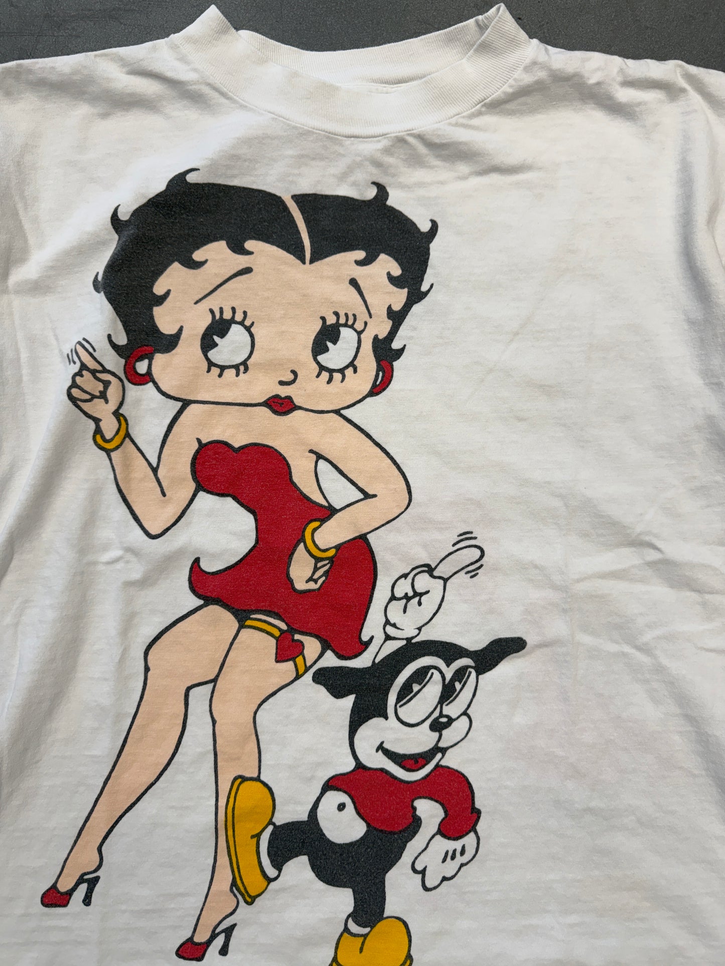 90S BETTY BOOP & BIMBO FRONT & BACK BOXY TEE (PULLED TAG)