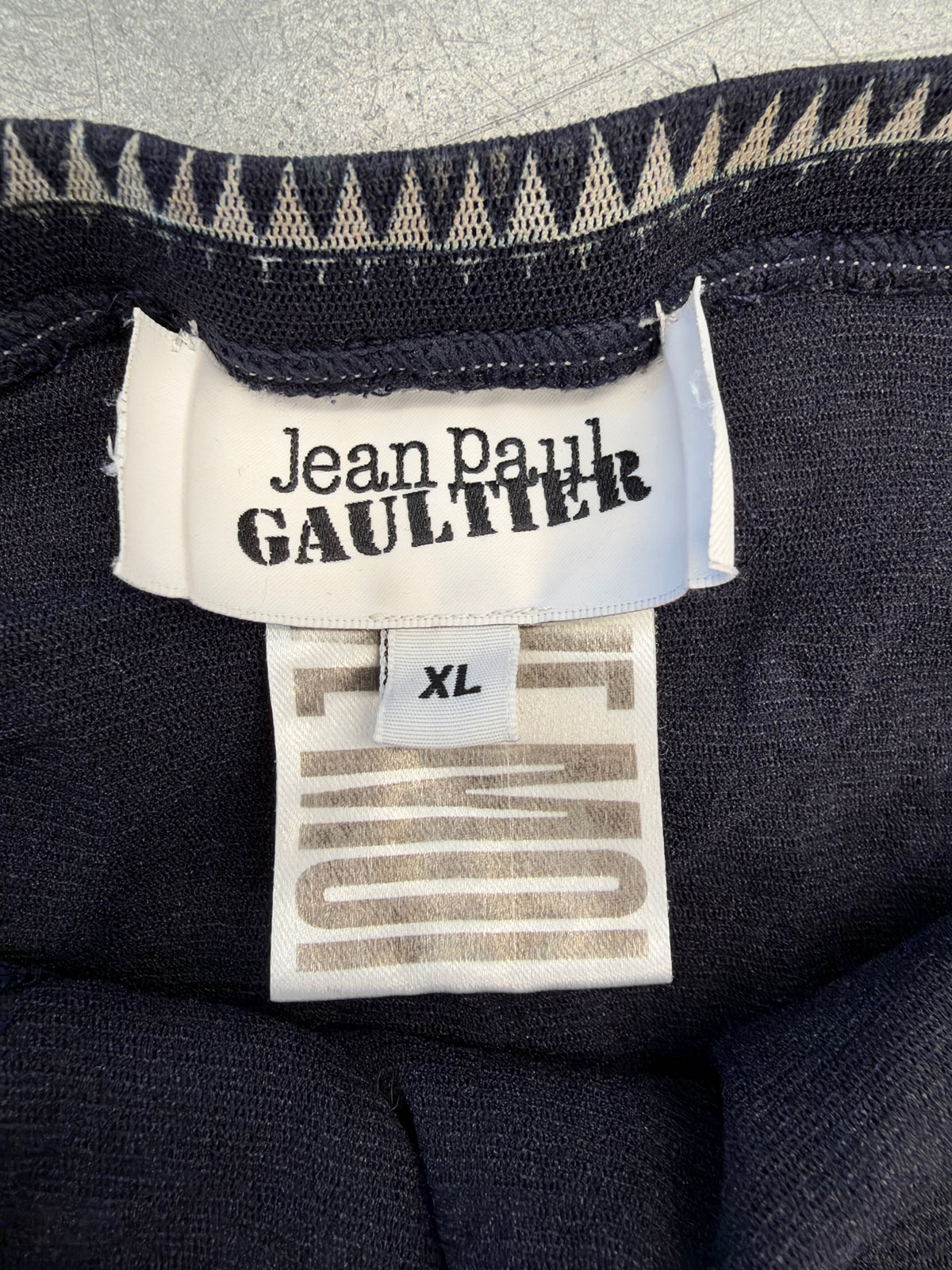 FW23 JEAN PAUL GAULTIER MARINIERE TATTOO FLARE PANTS - NAVY BLUE