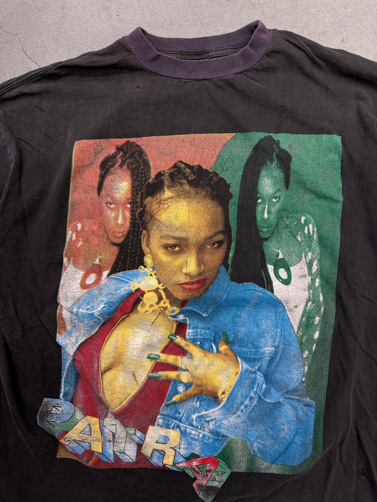 90S PATRA QUEEN OF THE PAT FADED RAP-STYLE TEE (FADED TAG)