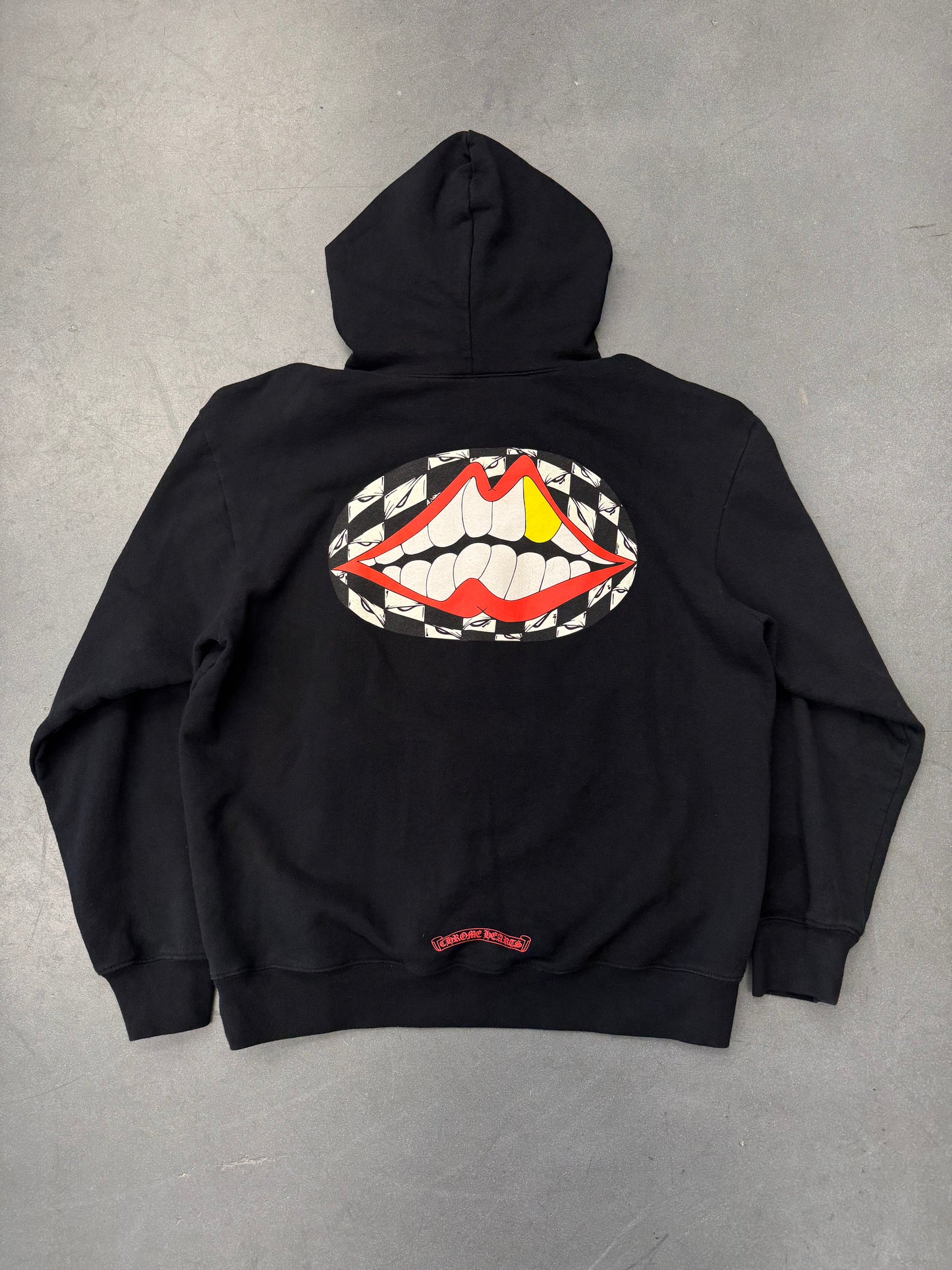 CHROME HEARTS MATTY BOY FLORAL CHOMPER PULLOVER HOODIE - BLACK