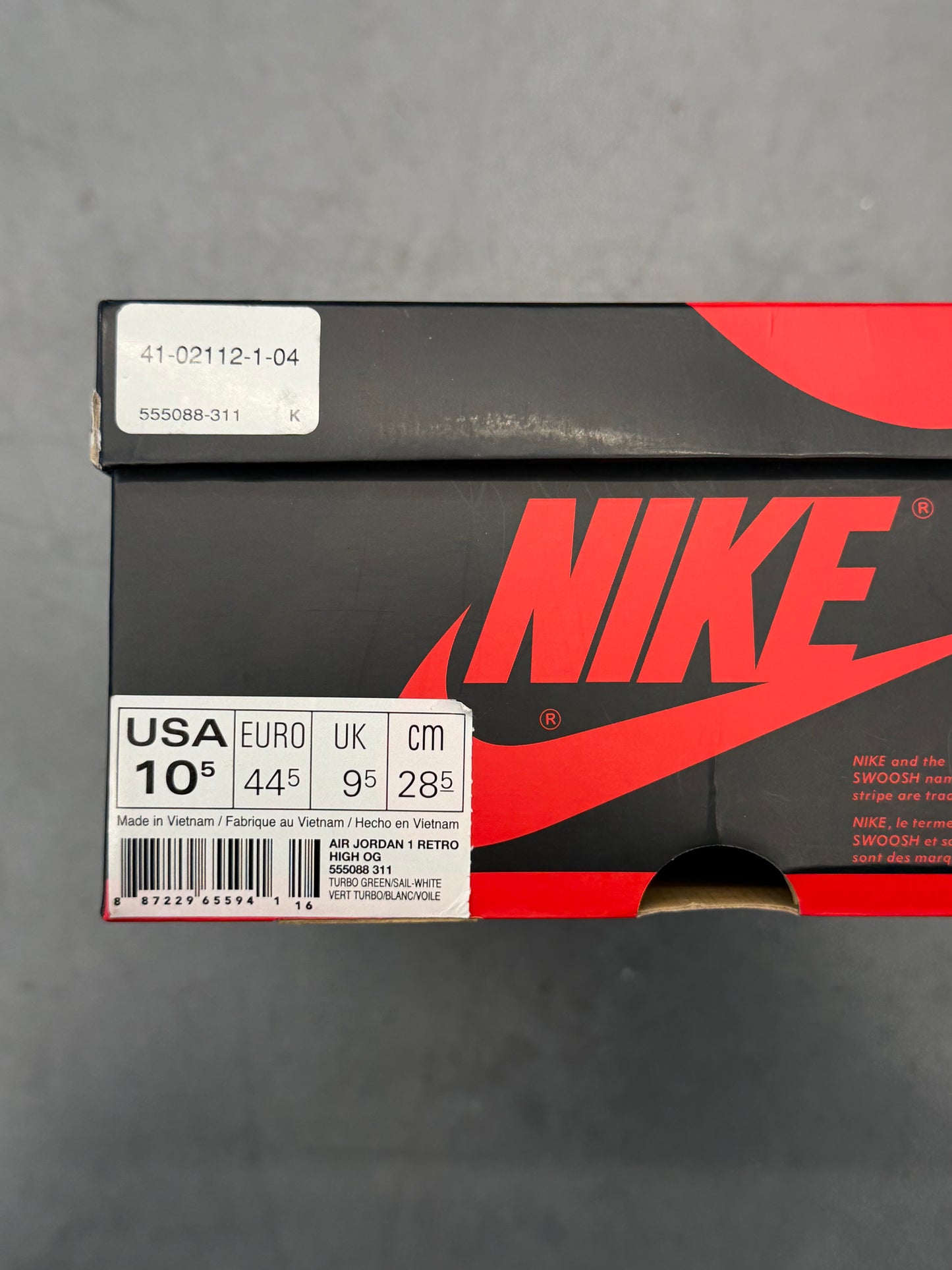 2019 JORDAN 1 RETRO HIGH - TURBO GREEN