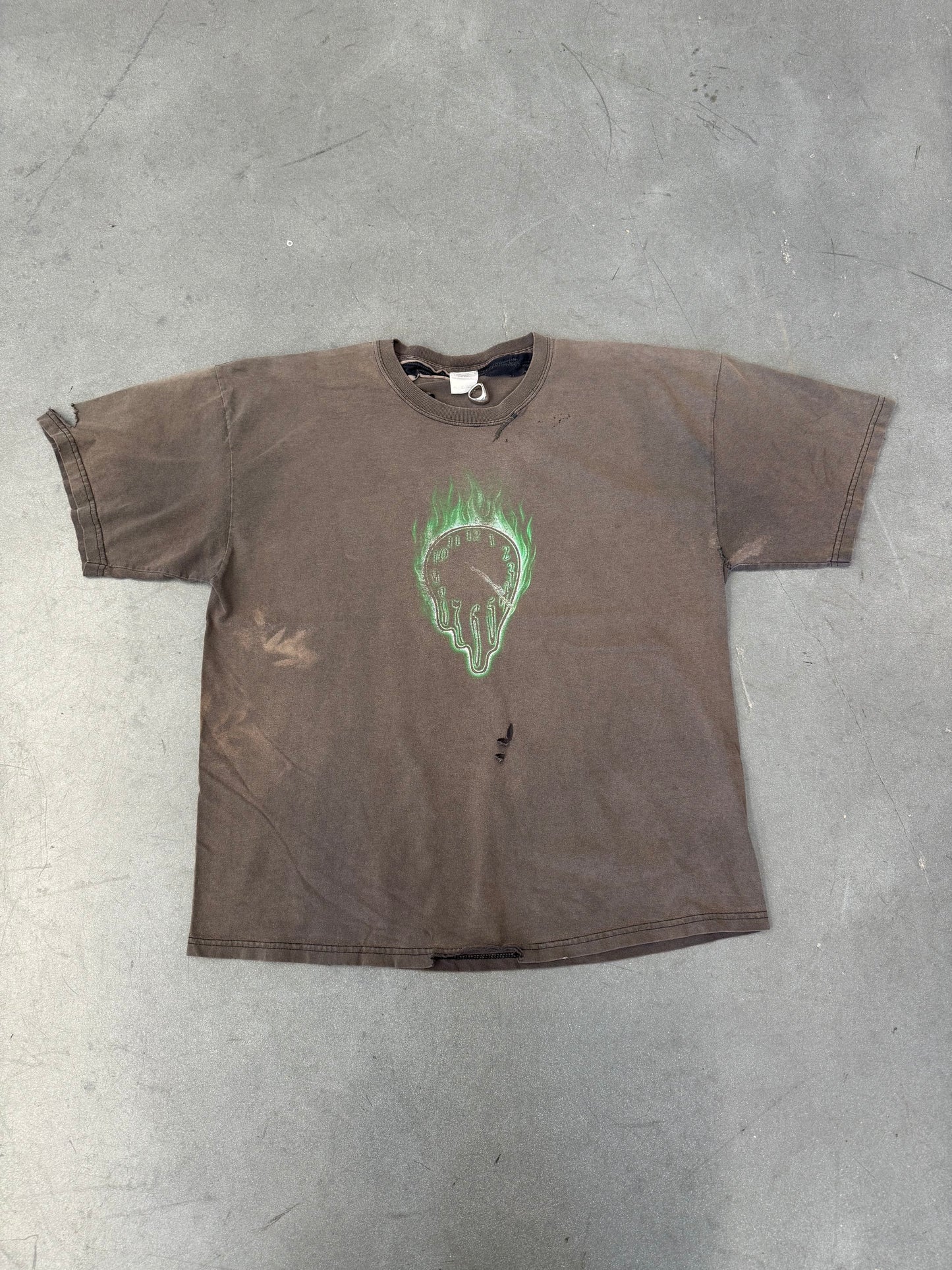 VINTAGE 420 MELTING CLOCK FADED TEE (GILDAN TAG)
