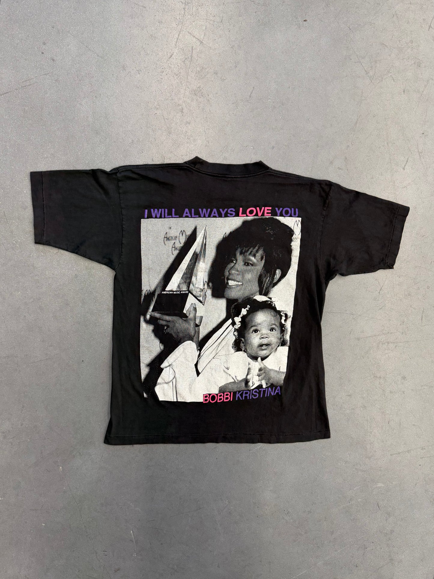 90S BOOTLEG WHITNEY HOUSTON AMERICAN MUSIC AWARDS RAP-STYLE TEE (FADED TAG)