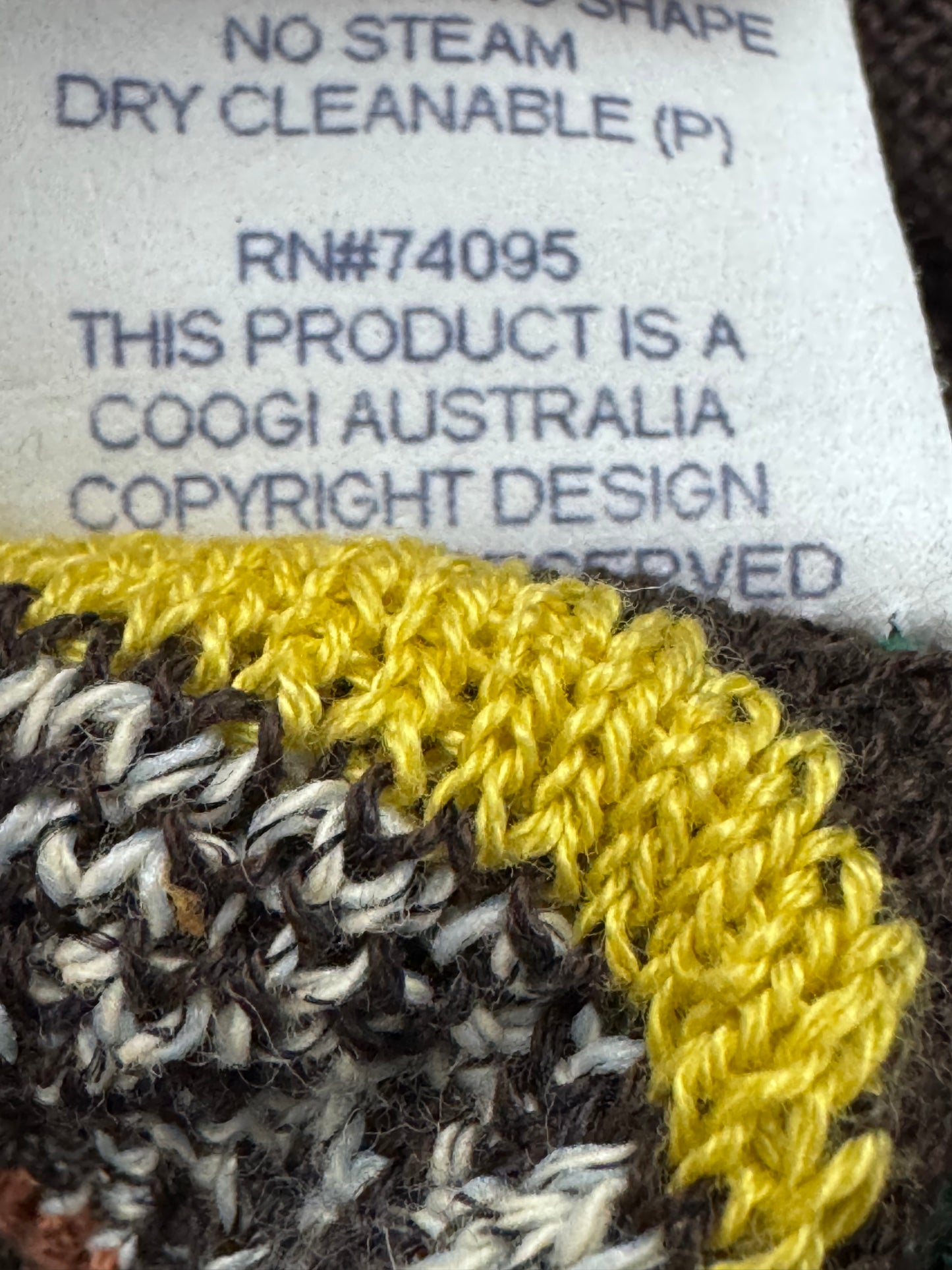 COOGI AUSTRALIA KNITTED SWEATER (BLACK TAG) BROWN/GREEN/YELLOW