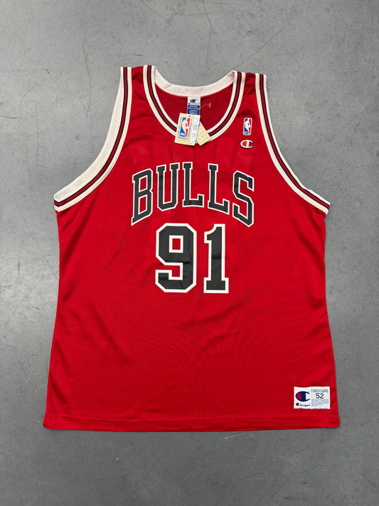 90'S CHAMPION DENNIS RODMAN  #91 SIZE 52 JERSEY (BRAND NEW W/ TAGS) (CHAMPION AUTHEHTIC TAG)