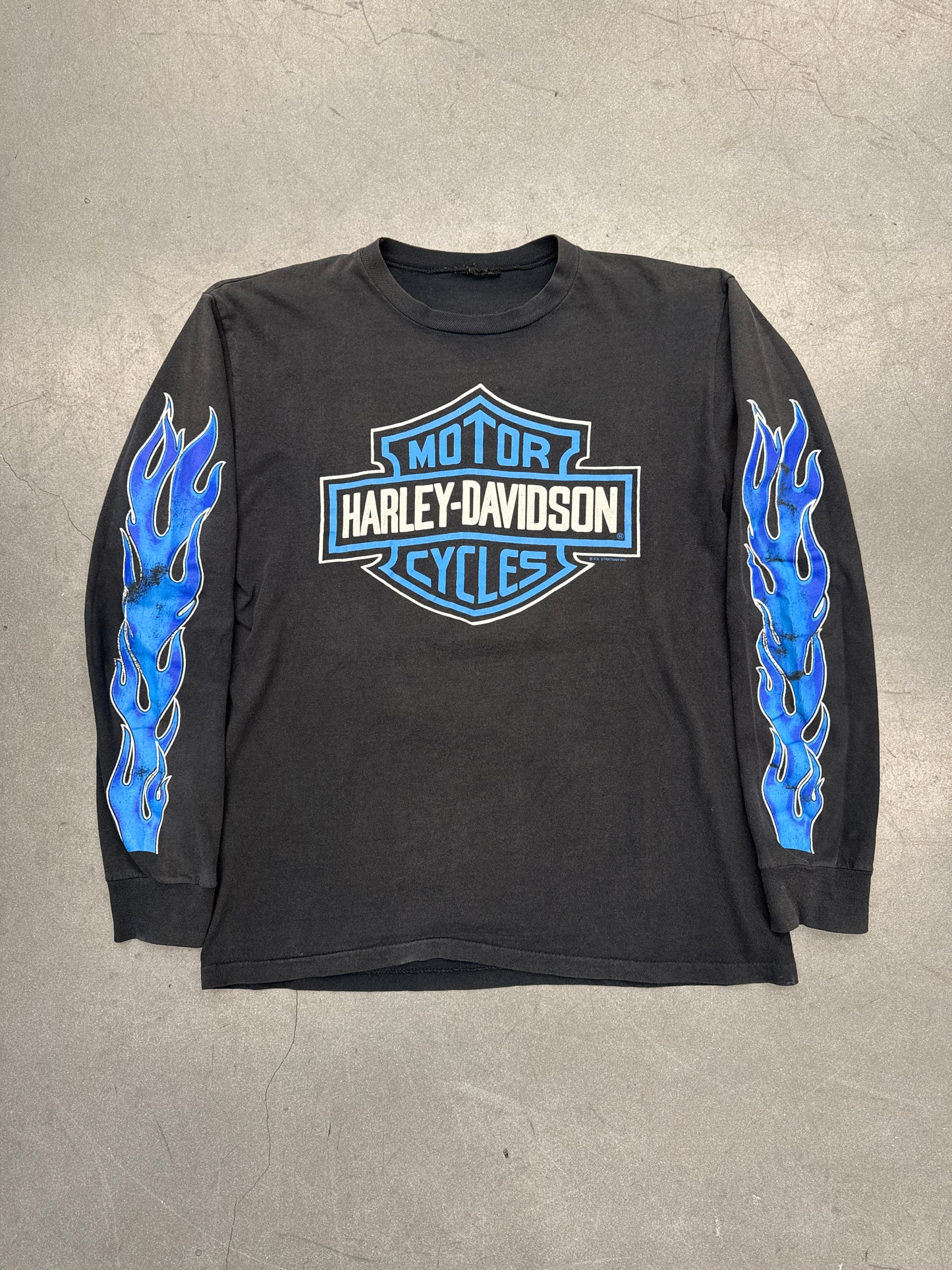 90S HARLEY-DAVIDSON BLUE FLAME LS TEE CHICAGO, ILLINOIS (PULLED TAG)