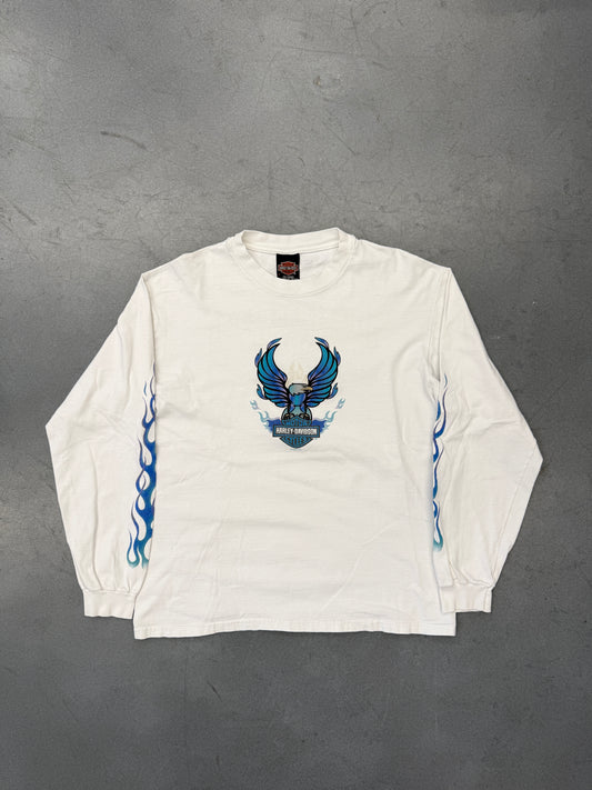 2000 HARLEY-DAVIDSON PRESTONSBURG KENTUCKY BLUE/PURPLE FLAMES LS TEE