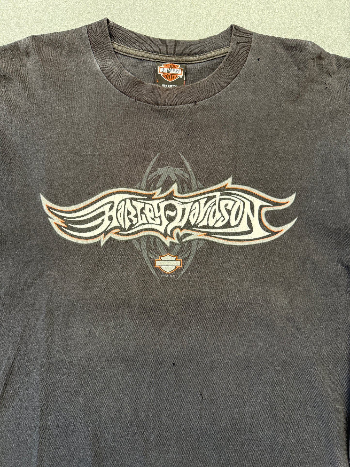 2003 HARLEY-DAVIDSON HUNTSVILLE, AL ROCKET SPIDER WEB SLEEVE LS MULLET TEE