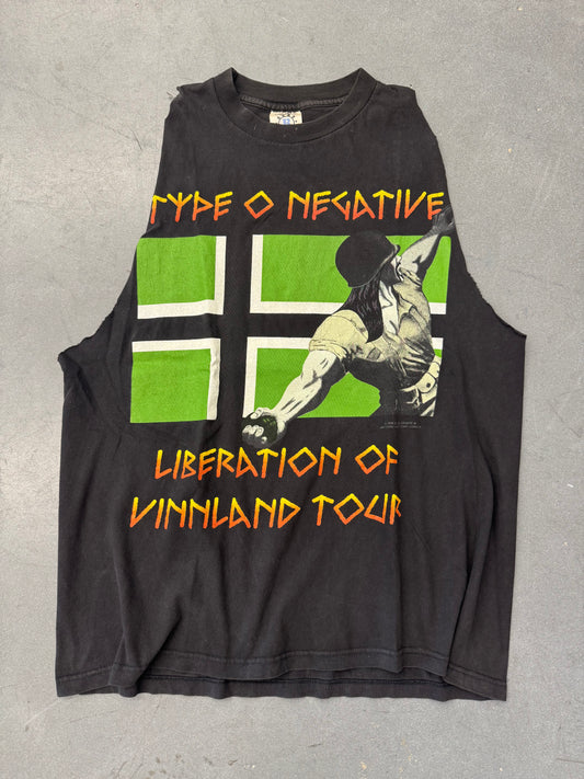 1996 TYPE 0 NEGATIVE LIBERATION OF VINNLAND TOUR CUT-OFF TEE (BLUE GRAPE TAG)
