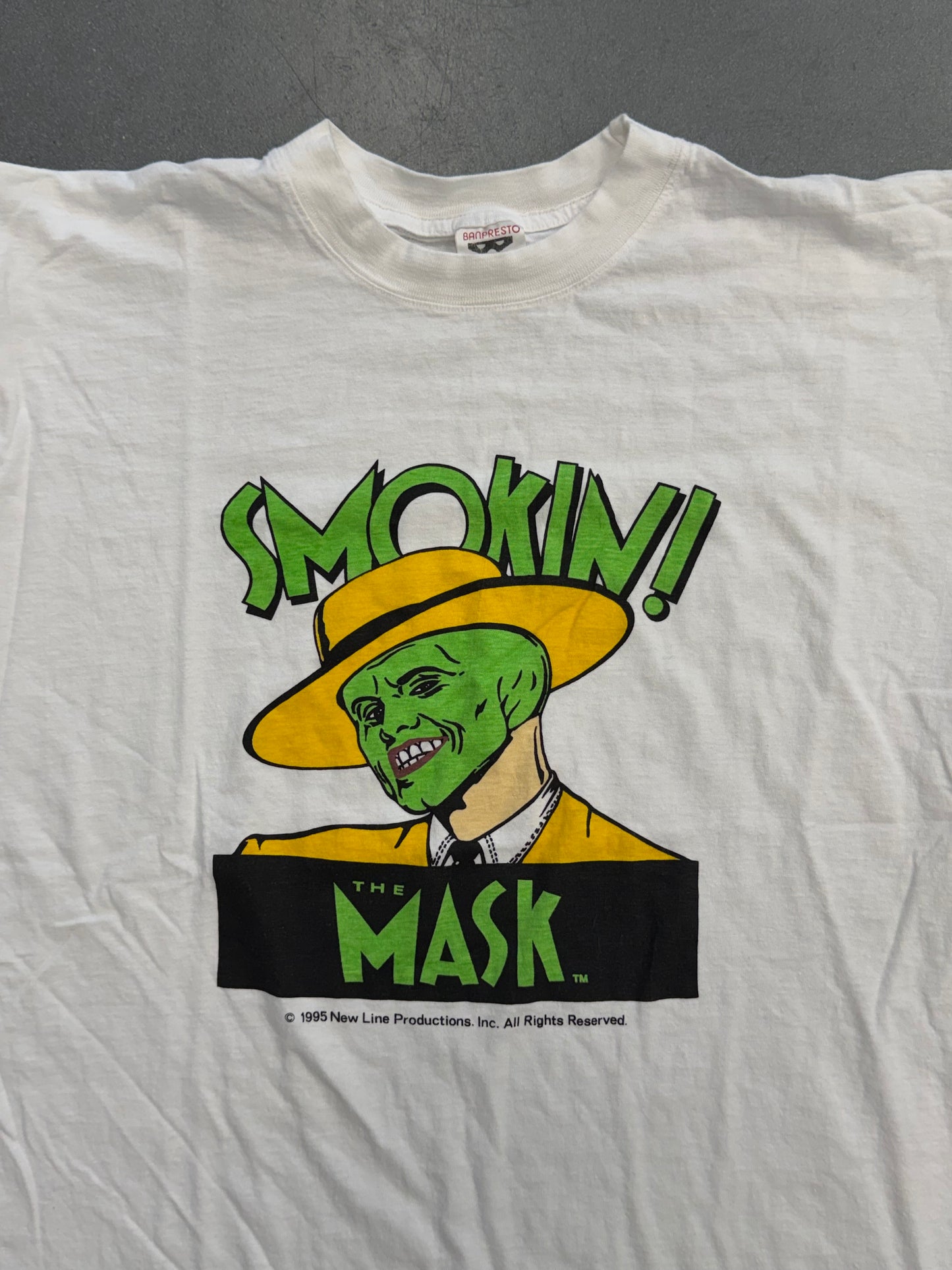 1995 THE MASK "SMOKIN!" EUROPEAN MOVIE PROMO TEE (BANPRESTO TAG)