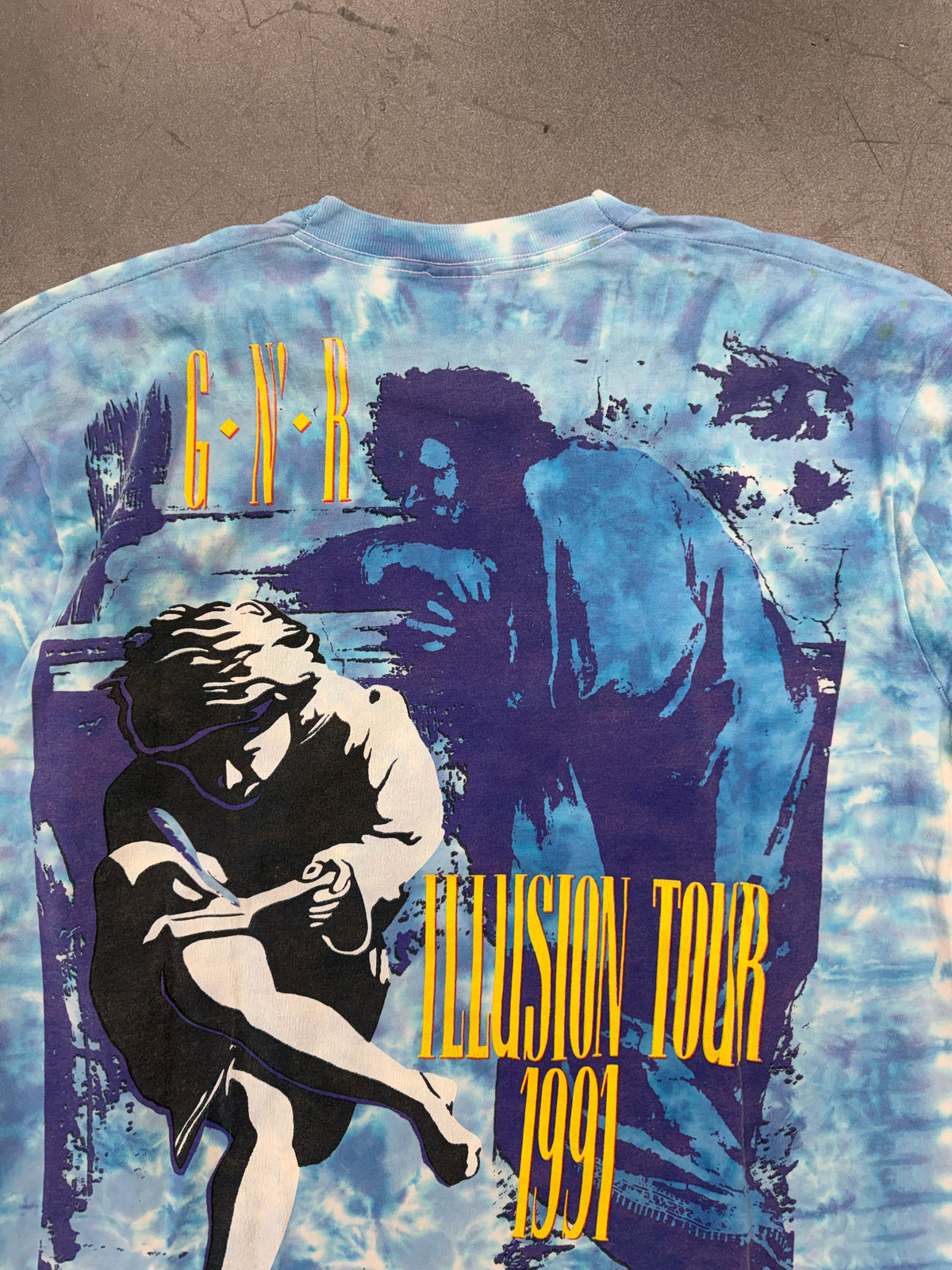 91-92 GUNS N ROSES ILLUSION TOUR TIE-DYE TEE (LIQUID BLUE TAG)