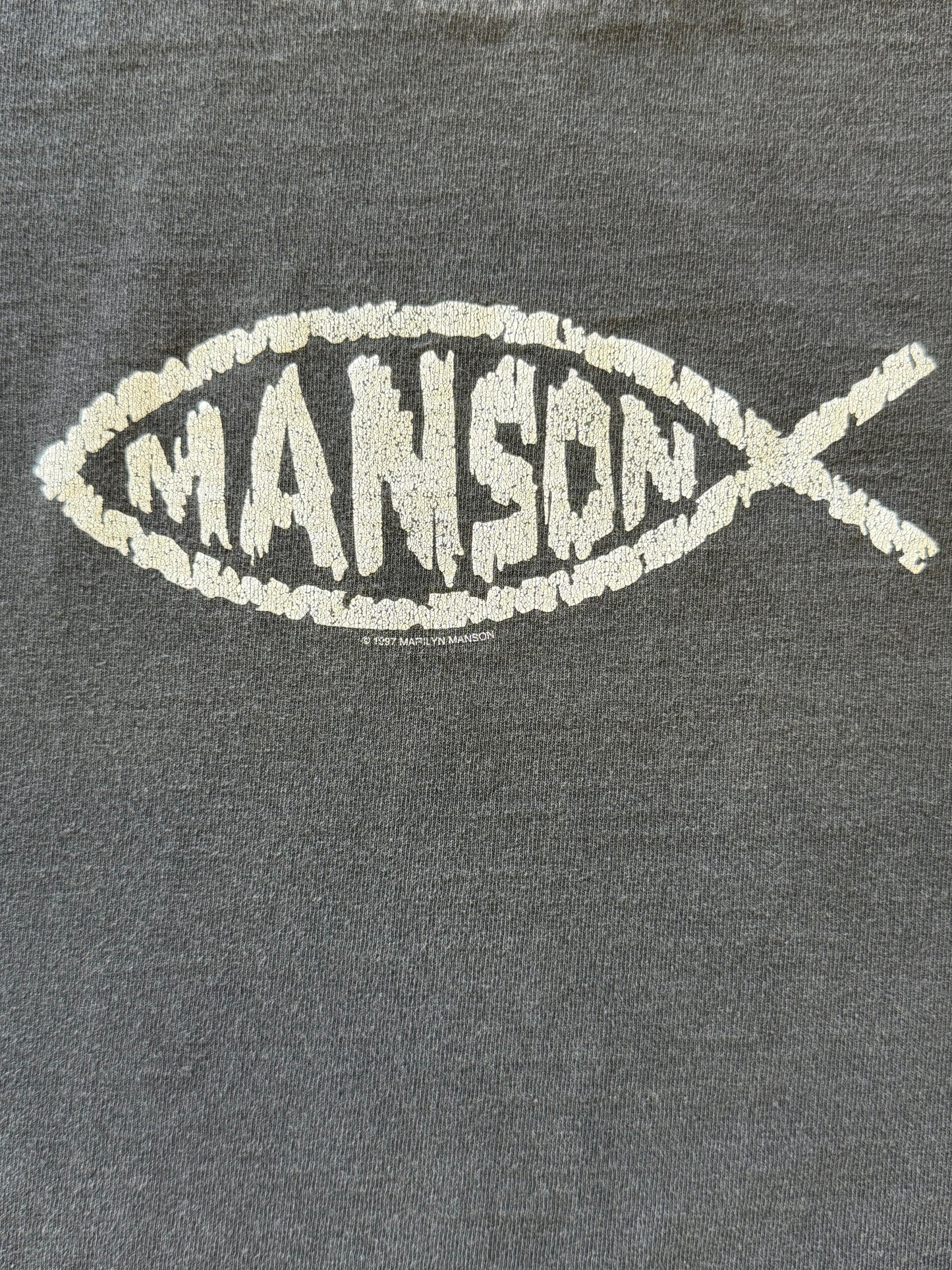 1997 MARILYN MANSON JESUS FISH TEE (PULLED TAG)