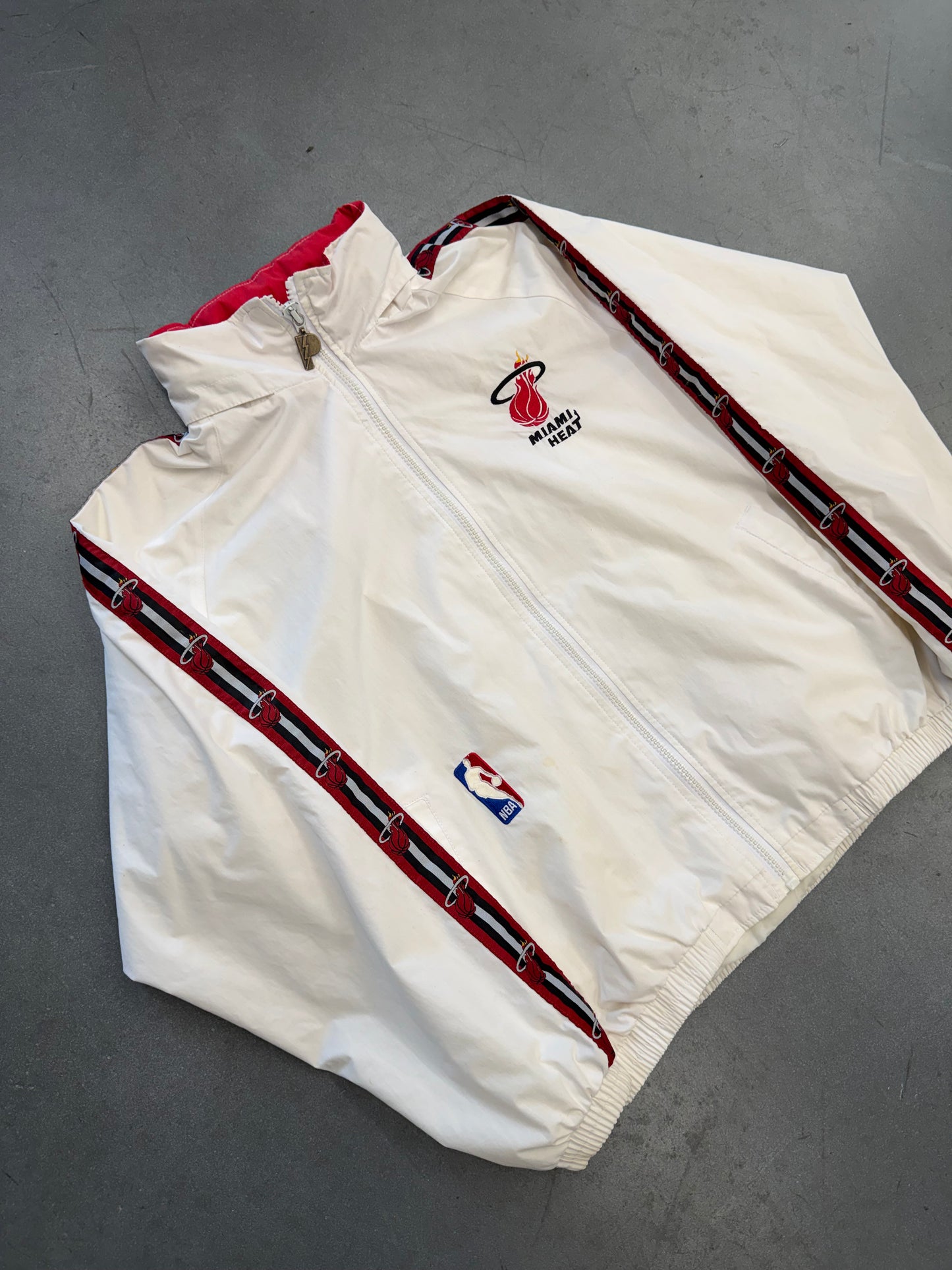 90S MIAMI HEAT NBA PRO PLAYER LOGO TAPE ZIP-UP WINDBREAKER JACKET