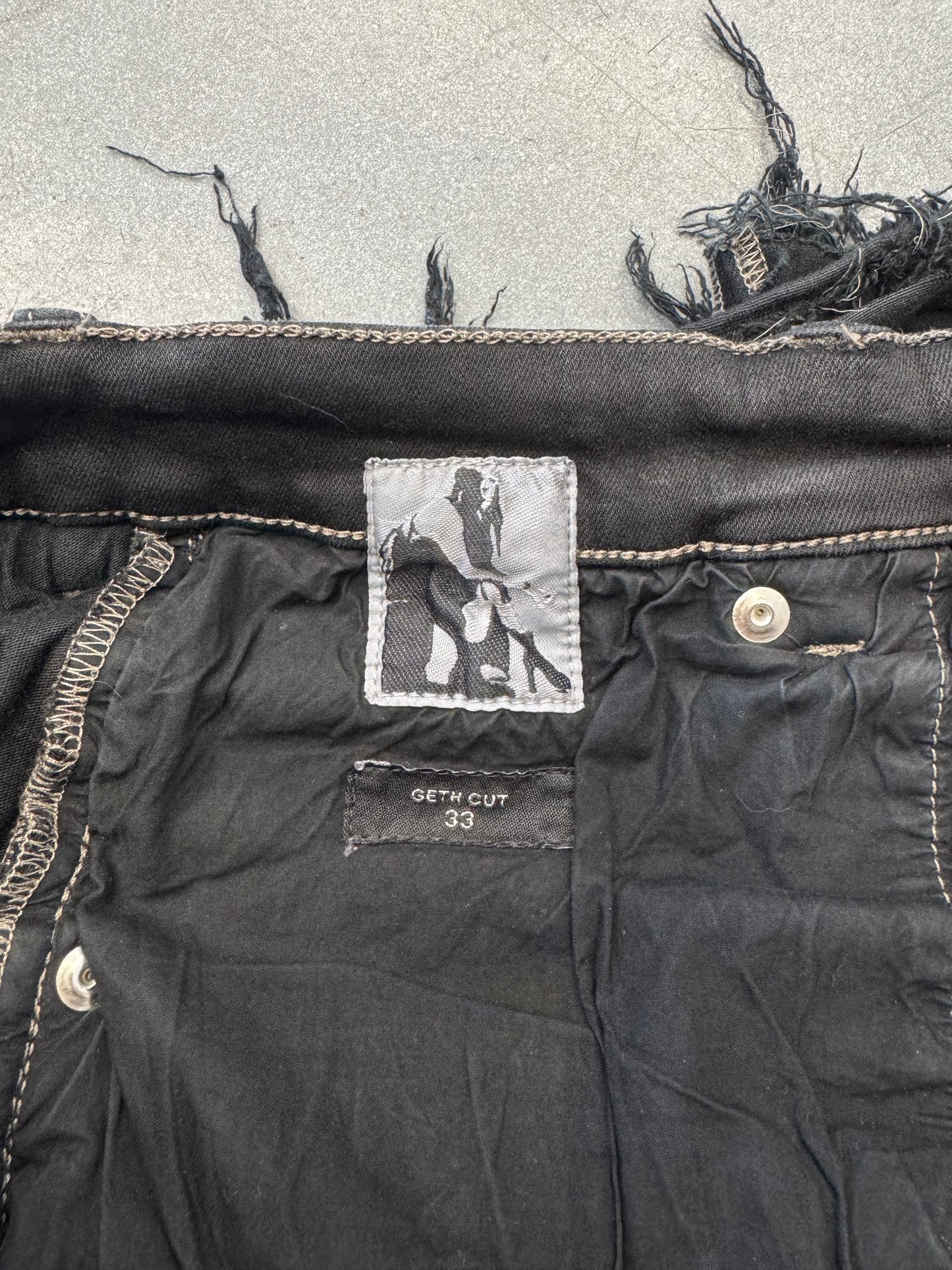 RICK OWENS DRKSHDW SLASHED TYRONE DENIM CUT TO SHORTS