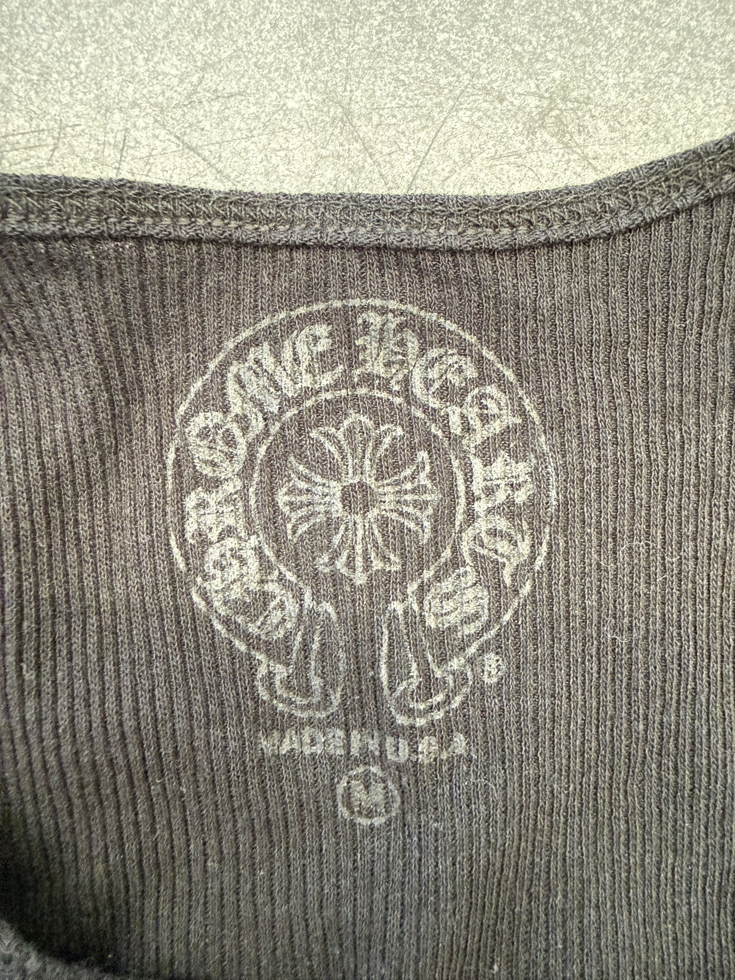CHROME HEARTS NECK SCROLL LOGO RIB TANK TOP - BLACK