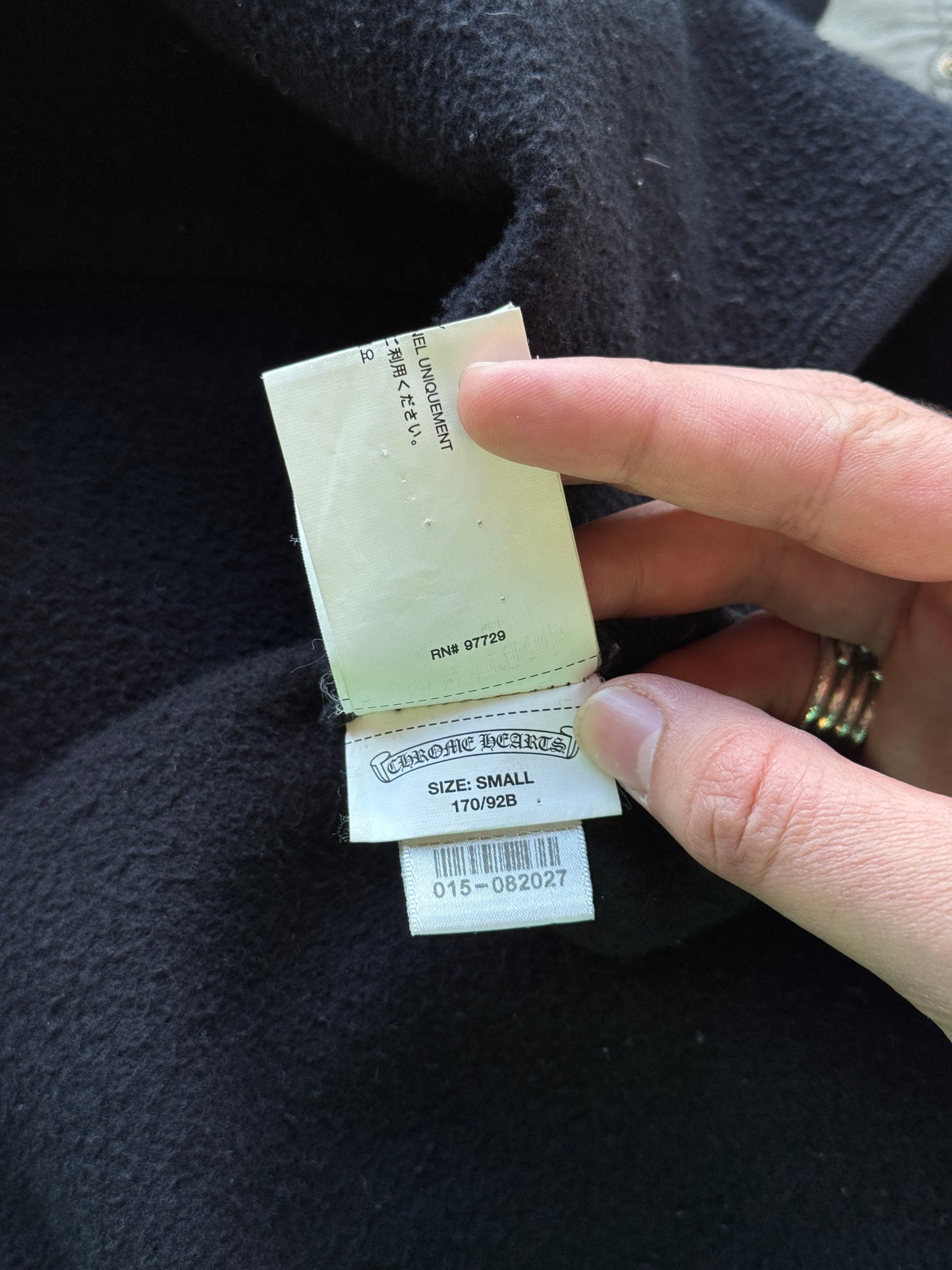 CHROME HEARTS LEATHER SLEEVE Y NOT HOODIE - BLACK (S)