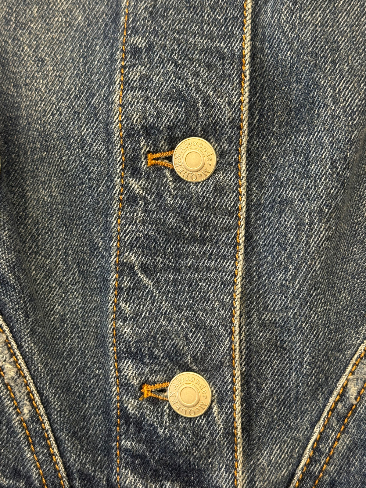 2021 ALEXANDER MCQUEEN OPEN NECK DENIM MINI DRESS