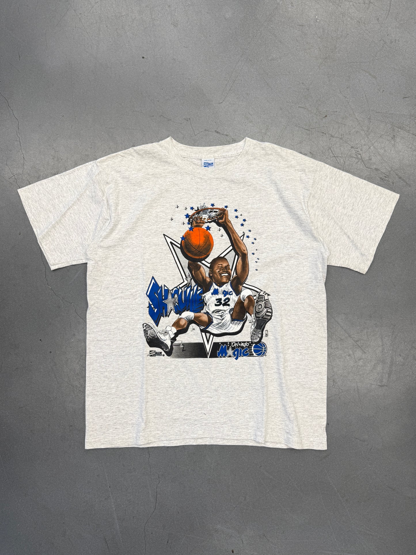 90S SHAQUILLE 0'NEAL ORLANDO MAGIC SLAM DUNK CARICATURE TEE (SALEM SPORTSWEAR TAG)
