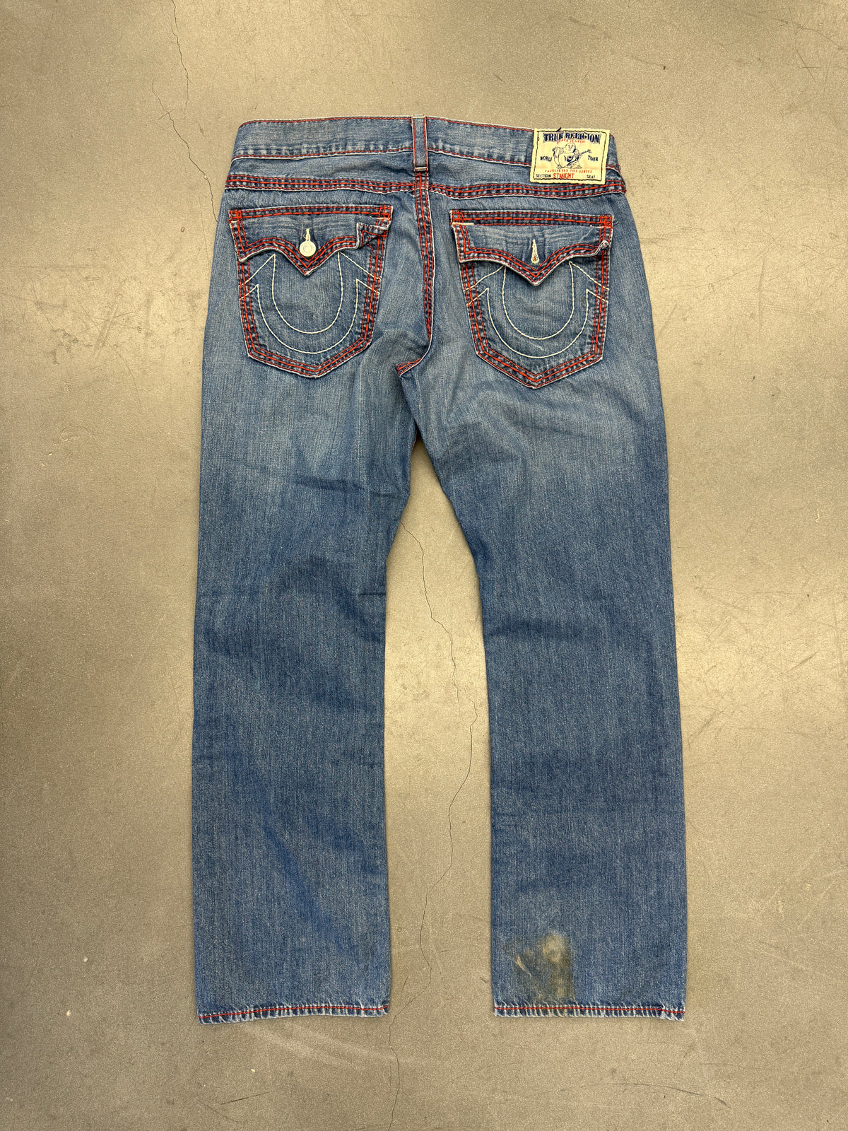 Y2K TRUE RELIGION STRAIGHT LEG RED-STITCH JEANS