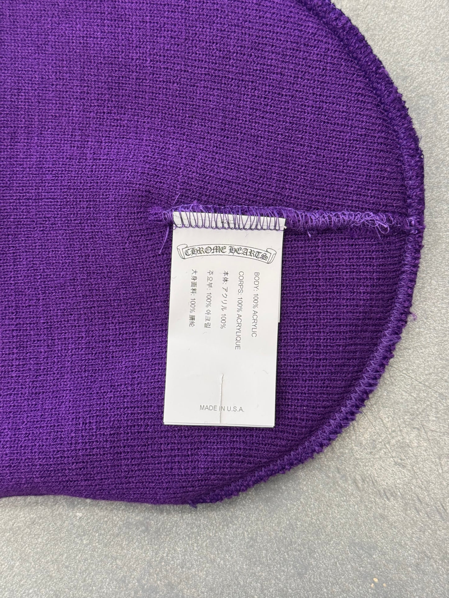 CHROME HEARTS TRIPLE CROSS WATCH CAP - PURPLE/RED