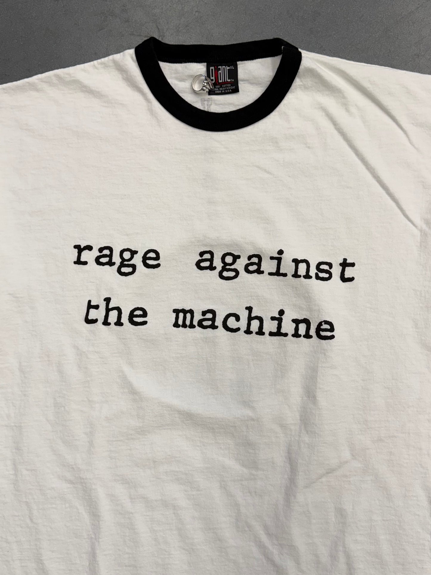 90S RAGE AGAINST THE MACHINE EARTH CAGE RINGER TEE (GIANT TAG)