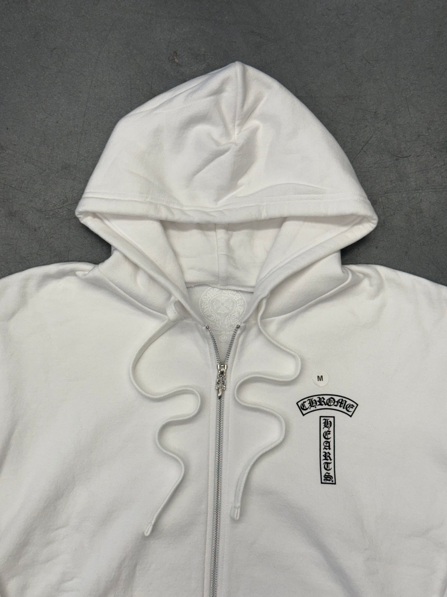 CHROME HEARTS T-BAR ZIP UP HOODIE - WHITE