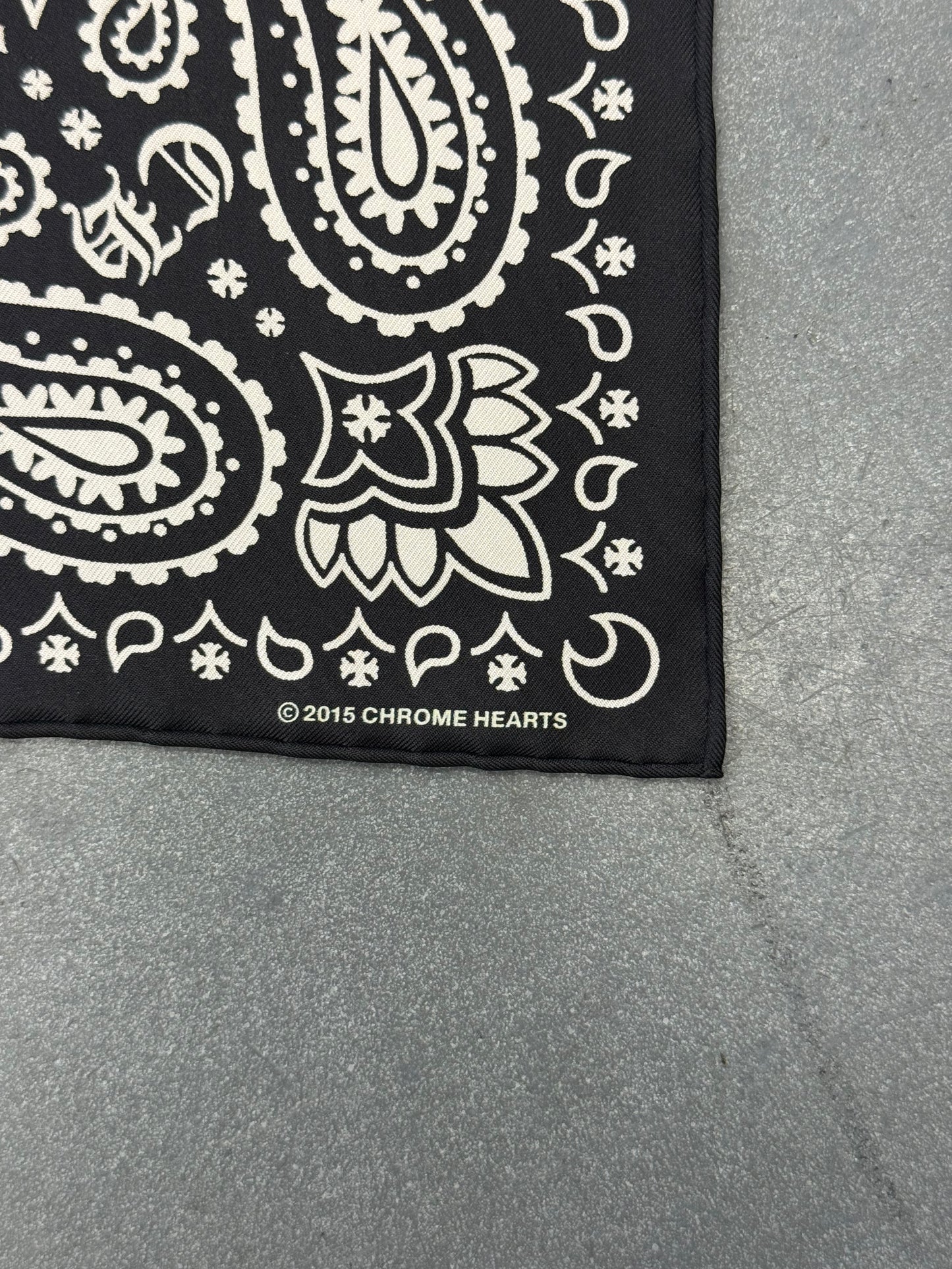 CHROME HEARTS SHOCK TREATMENT SILK BANDANA - BLACK