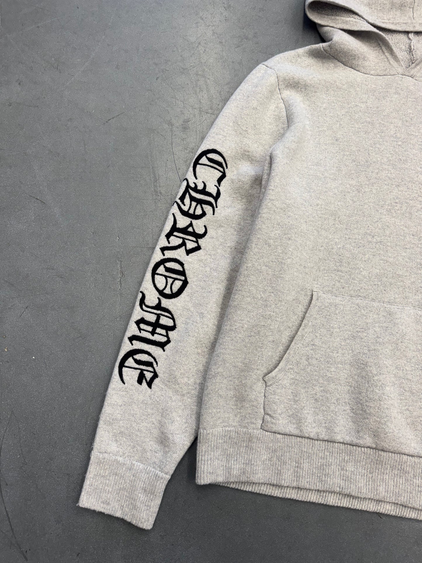CHROME HEARTS CASHMERE EMBROIDERED PULLOVER HOODIE