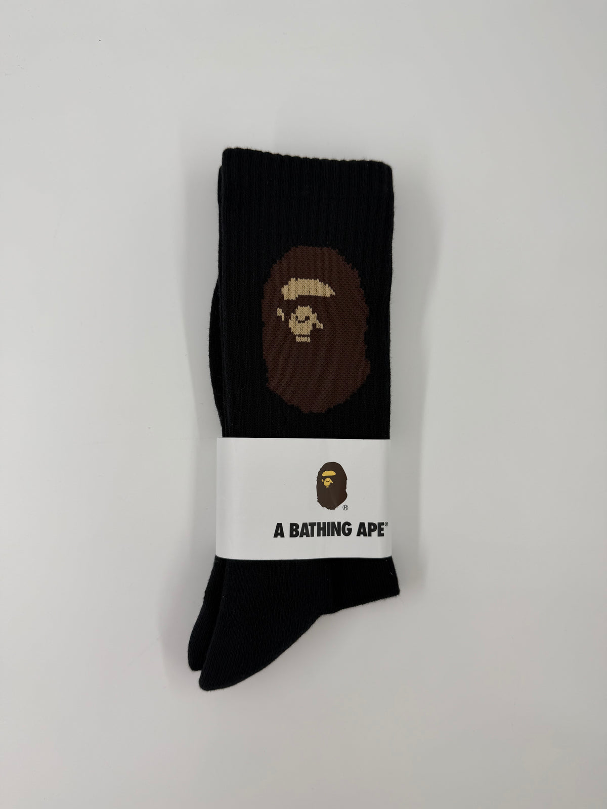 A BATHING APE BAPE BIG HEAD BLACK SOCKS
