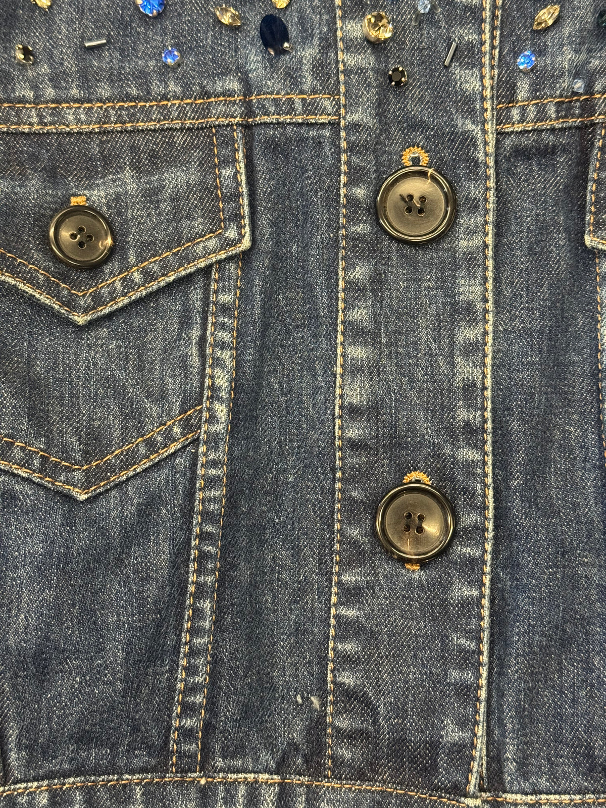 2014 MIU MIU EMBELLISHED CROPPED DENIM JACKET