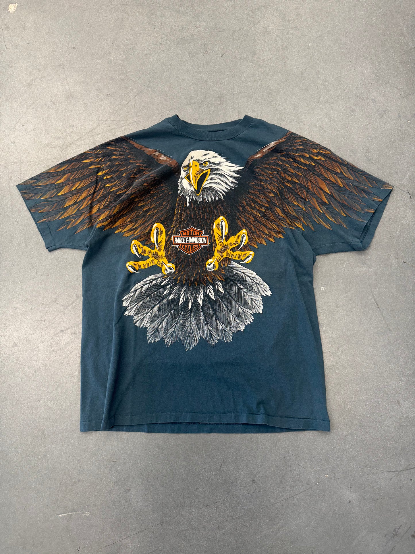 1993 HARLEY-DAVIDSON FLAGSTAFF, ARIZONA ALL OVER PRINT EAGLE TEE (HANES BEEFY HARLEY TAG)