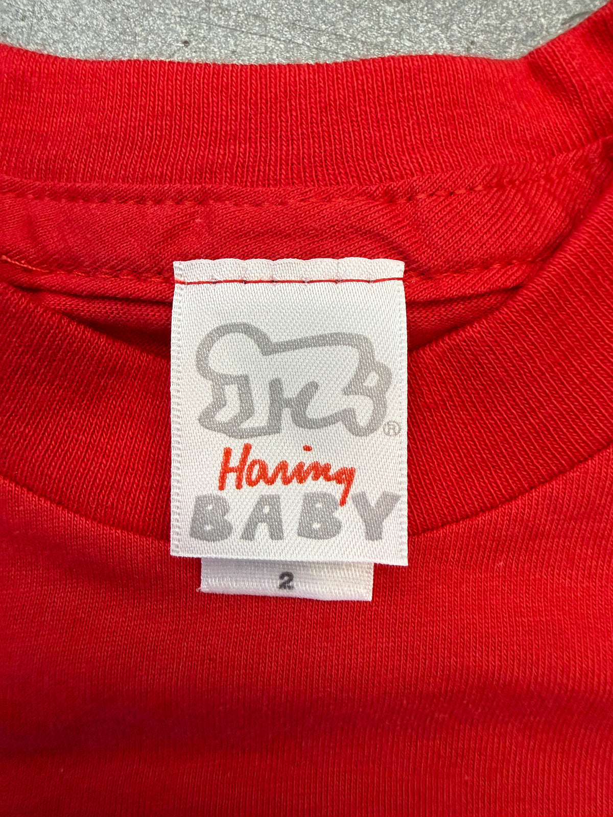 Y2K VINTAGE KEITH HARING THREE EYED FACE KIDS TEE (HARING BABY TAG)