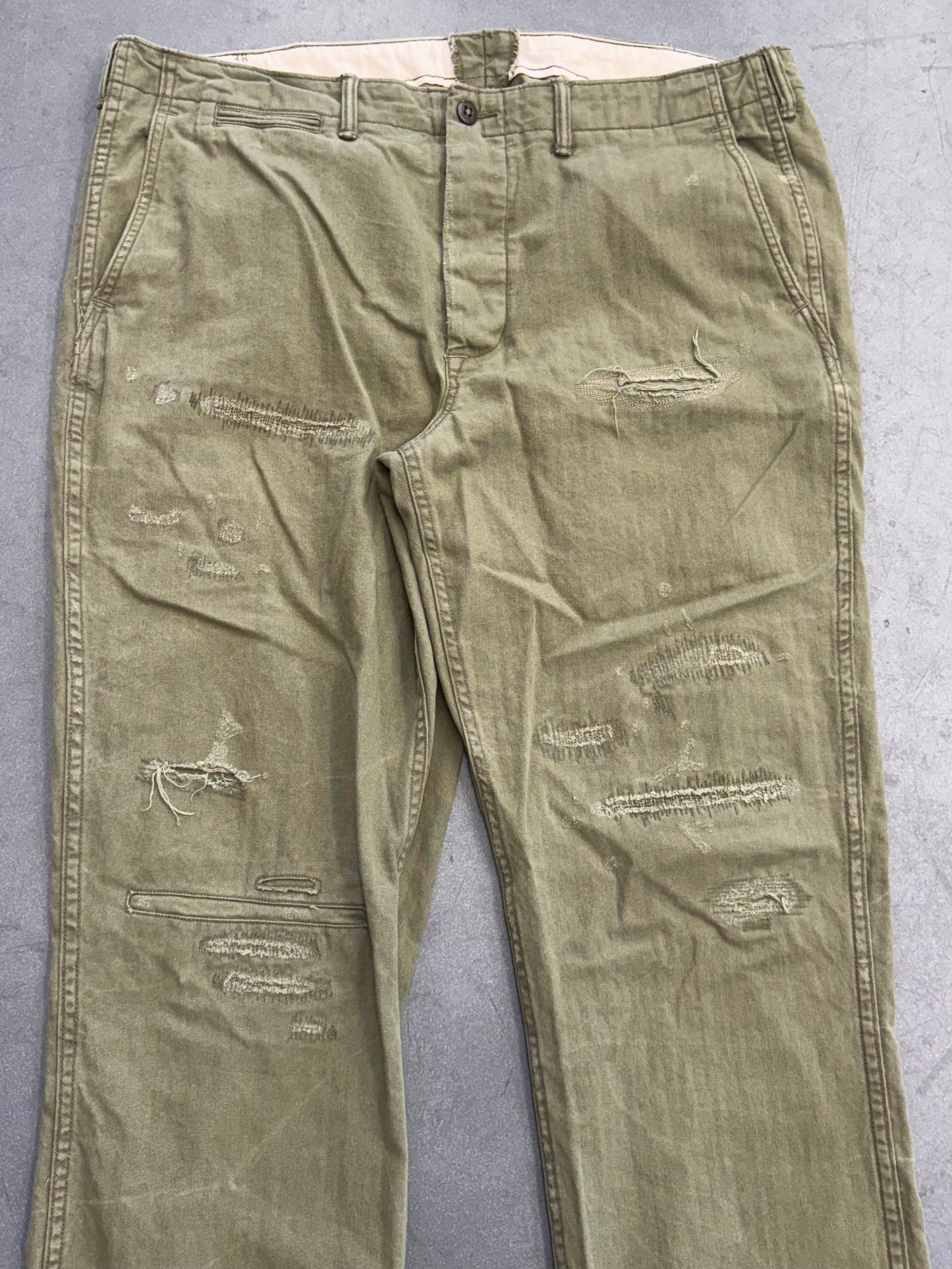 VINTAGE POLO RALPH LAUREN UTILITY HERRINGBONE DISTRESSED PATCHWORK PANT