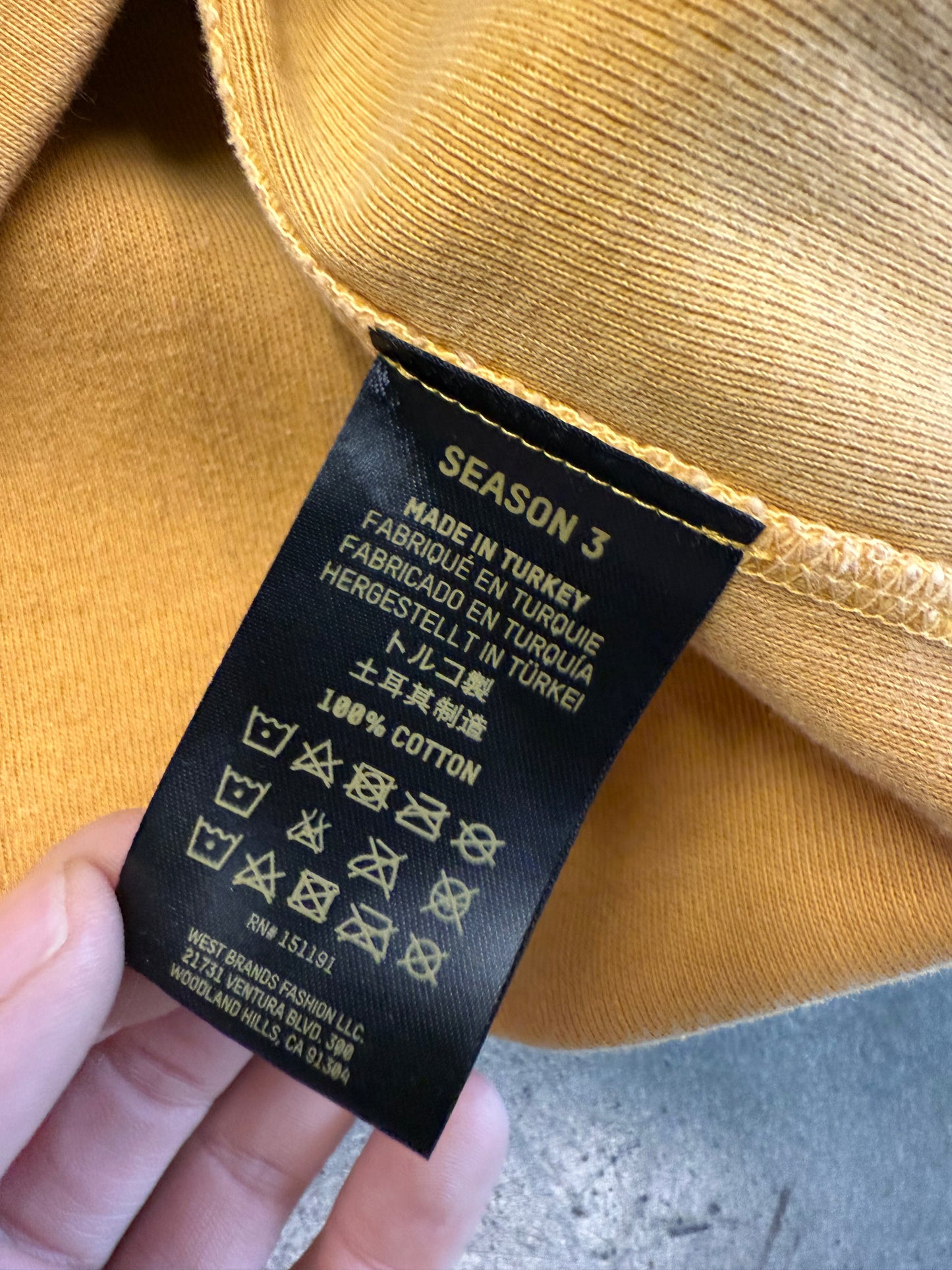 YEEZY SEASON 3 RUGBY CONSTRUCTION SHORT SLEEVE POCKET TEE - YELLOW (XS) (NWT)