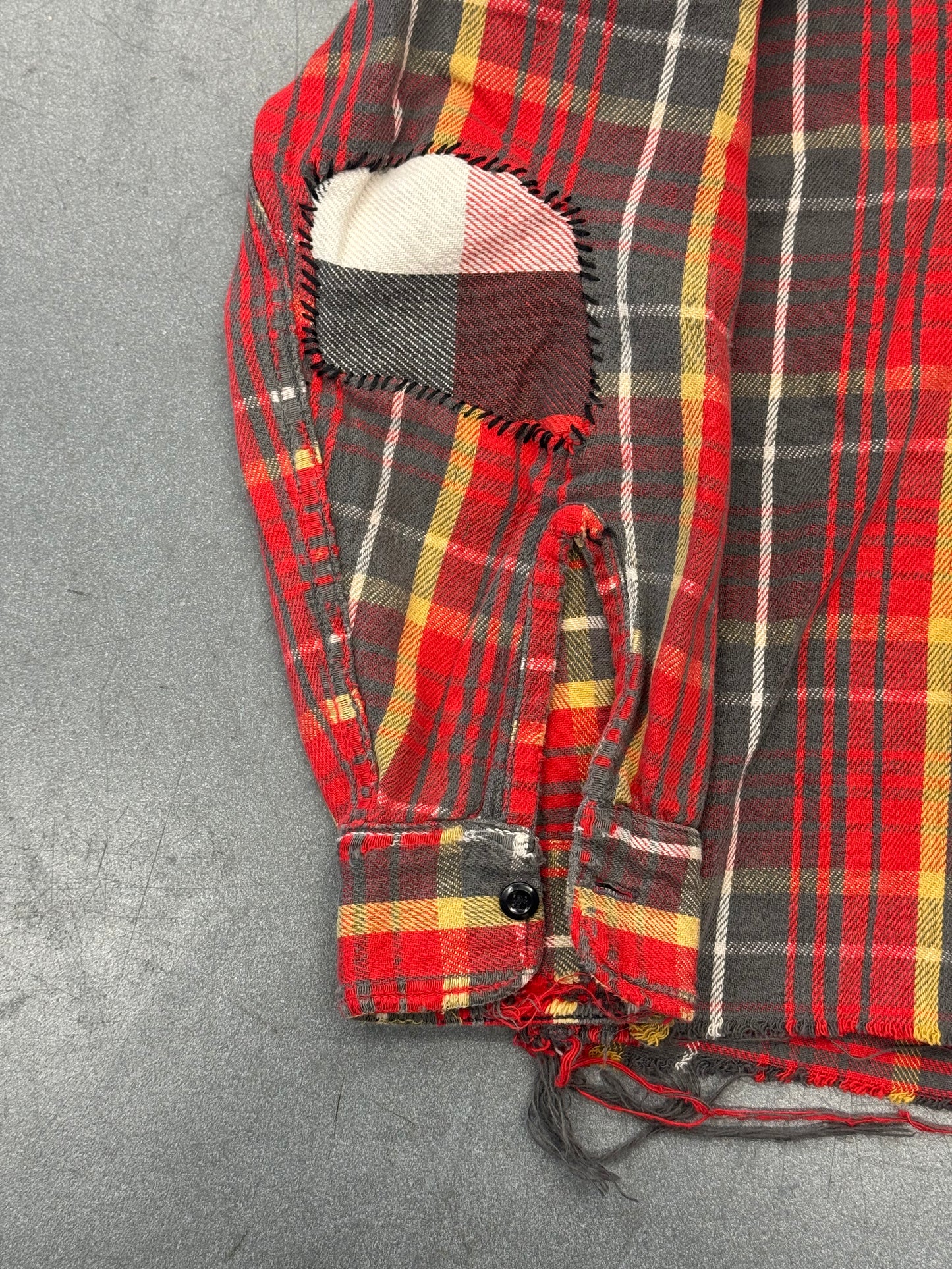 1960'S WASHINGTON "DEE CEE" REPAIRED FLANNEL SHIRT - RED