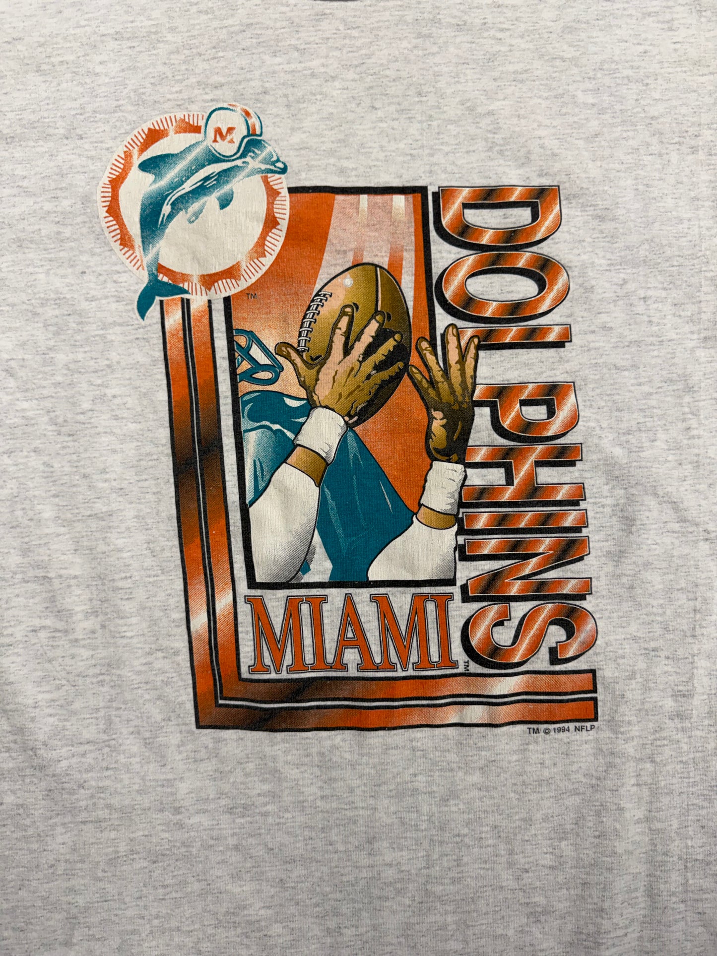 1994 LOGO 7 MIAMI DOLPHINS CATCHING TEE