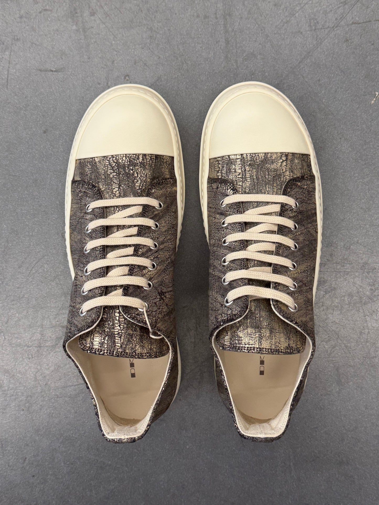 RICK OWENS DRKSHDW LOW-TOP  RAMONES SNEAKS - DARK GOLD
